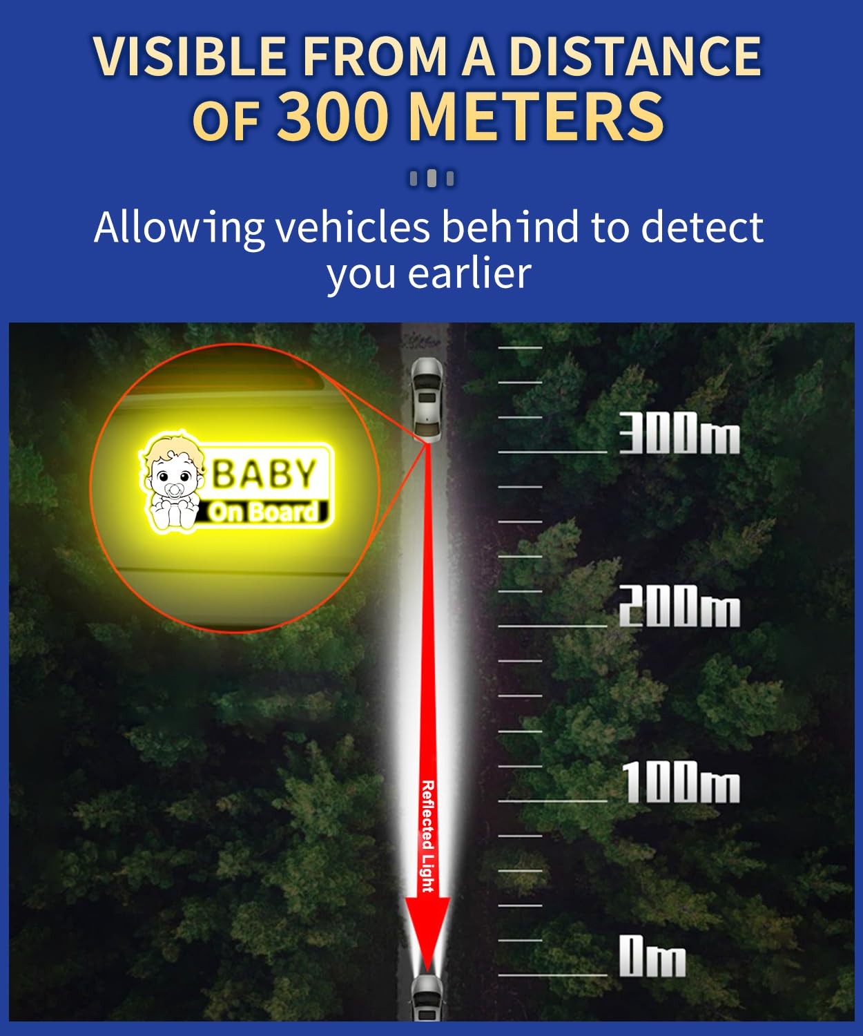 PHIXBEAR Baby On Board Reflective Sticker, Made of 3M DG3, Baby On Board Signs for car, Safety Signs Diamond Strength, Yellow 7.1" x 3.8"