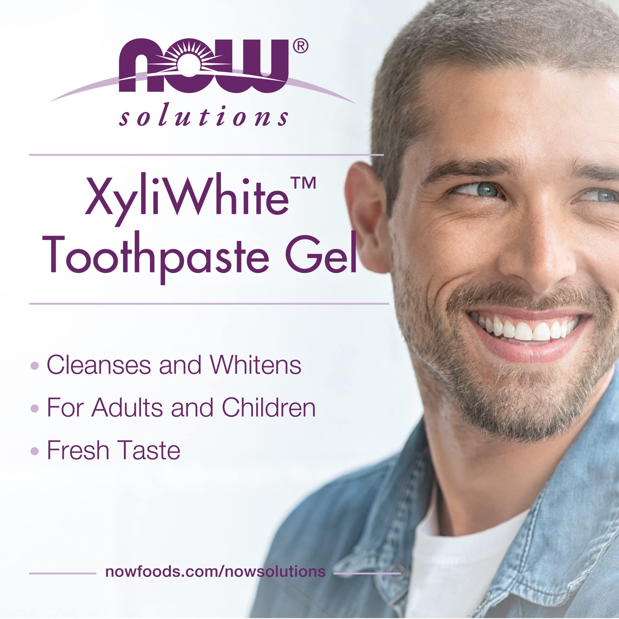 NOW Foods Solutions, Xyliwhite™ Toothpaste Gel, Refreshmint, Cleanses and Whitens, Fresh Taste, 6.4-Ounce