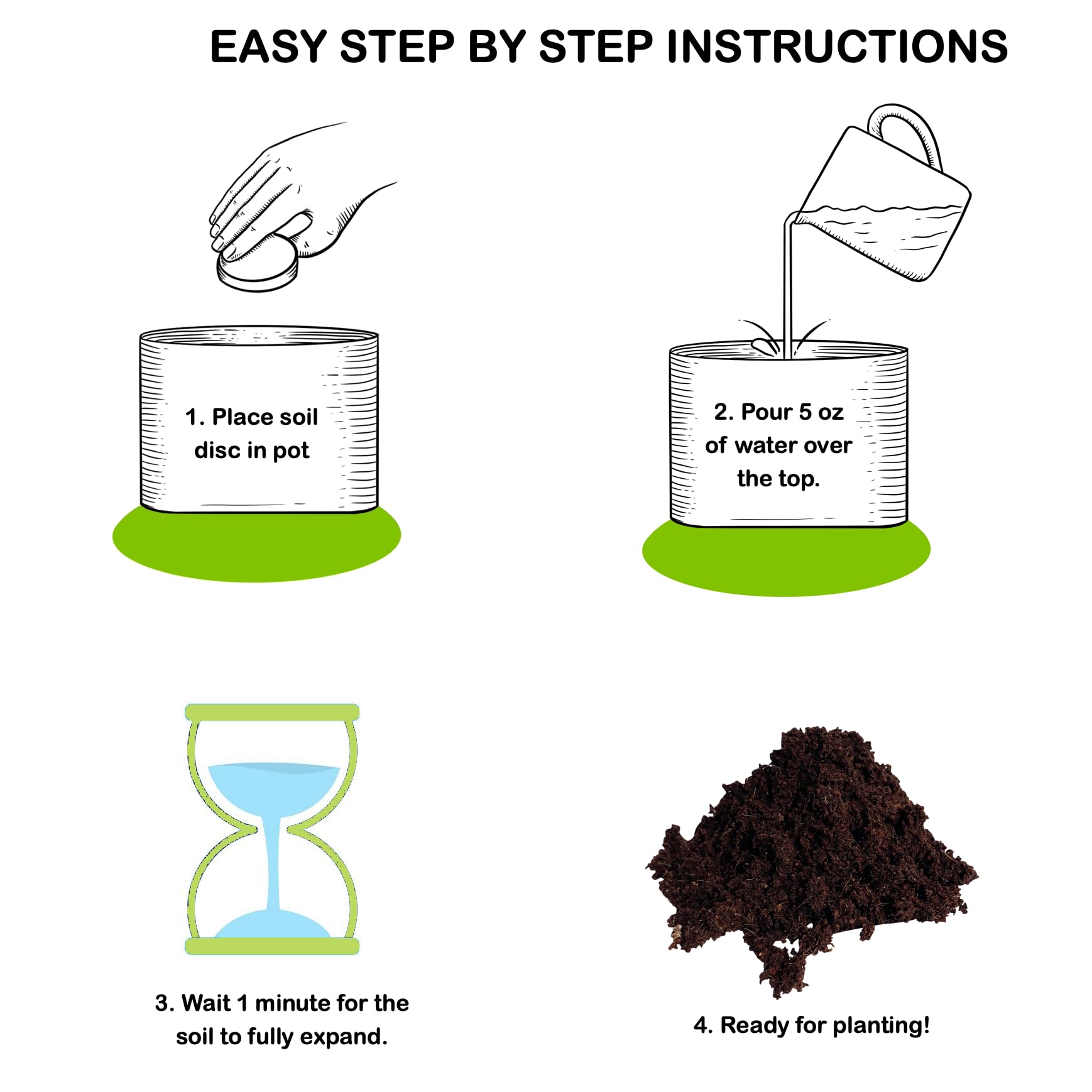16 Pack Expanding Organic Fiber Soil, Amazing Potting Soil for Indoor Plants & Herbs. Soil Discs Made from Coco Coir. Expands to Fit 3” and 4” Pots.