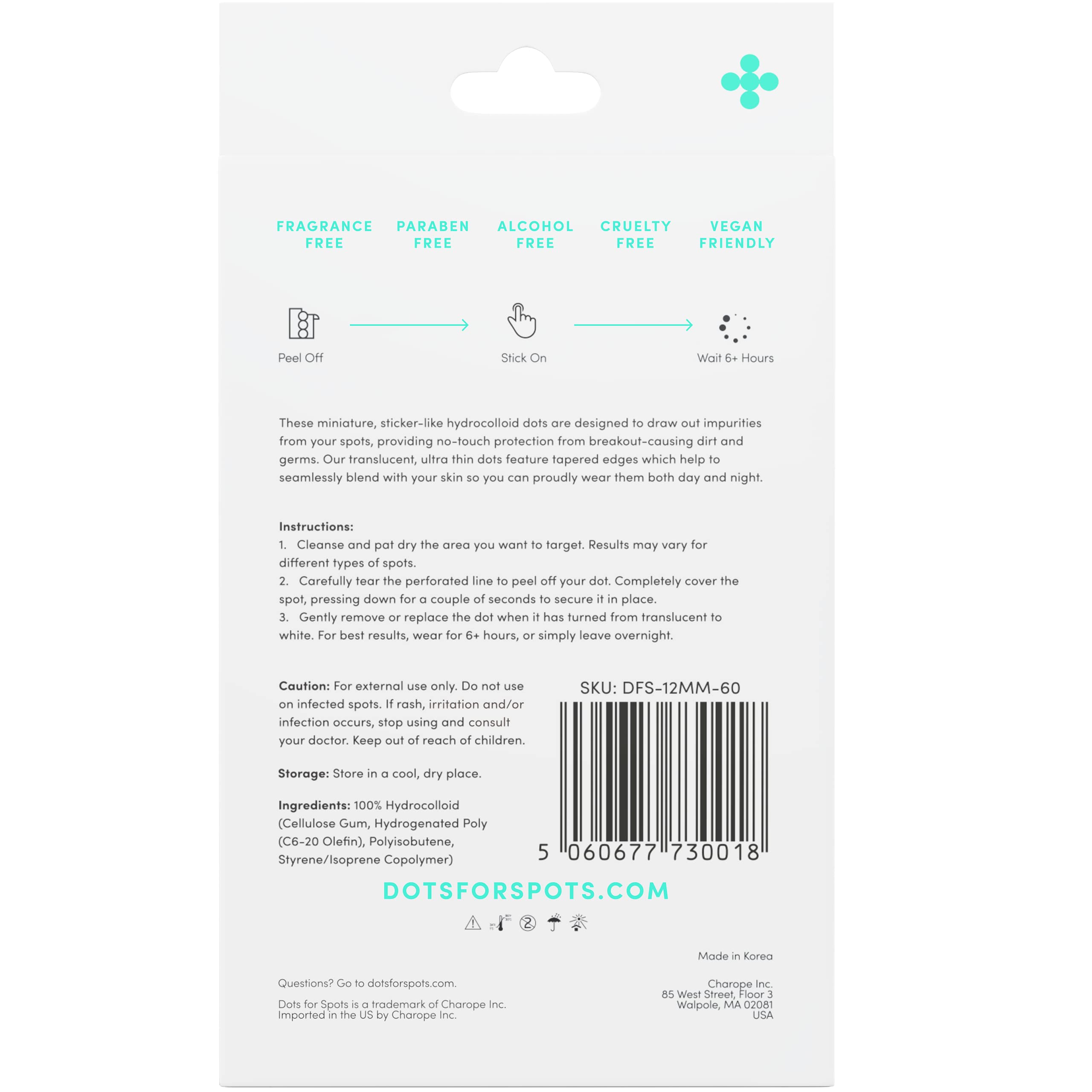 Dots for Spots Pimple Patches - Translucent Hydrocolloid Patch Spot Treatment Stickers for Face and Body - Fast-Acting, Vegan & Cruelty Free Korean Skin Care Pack of 60