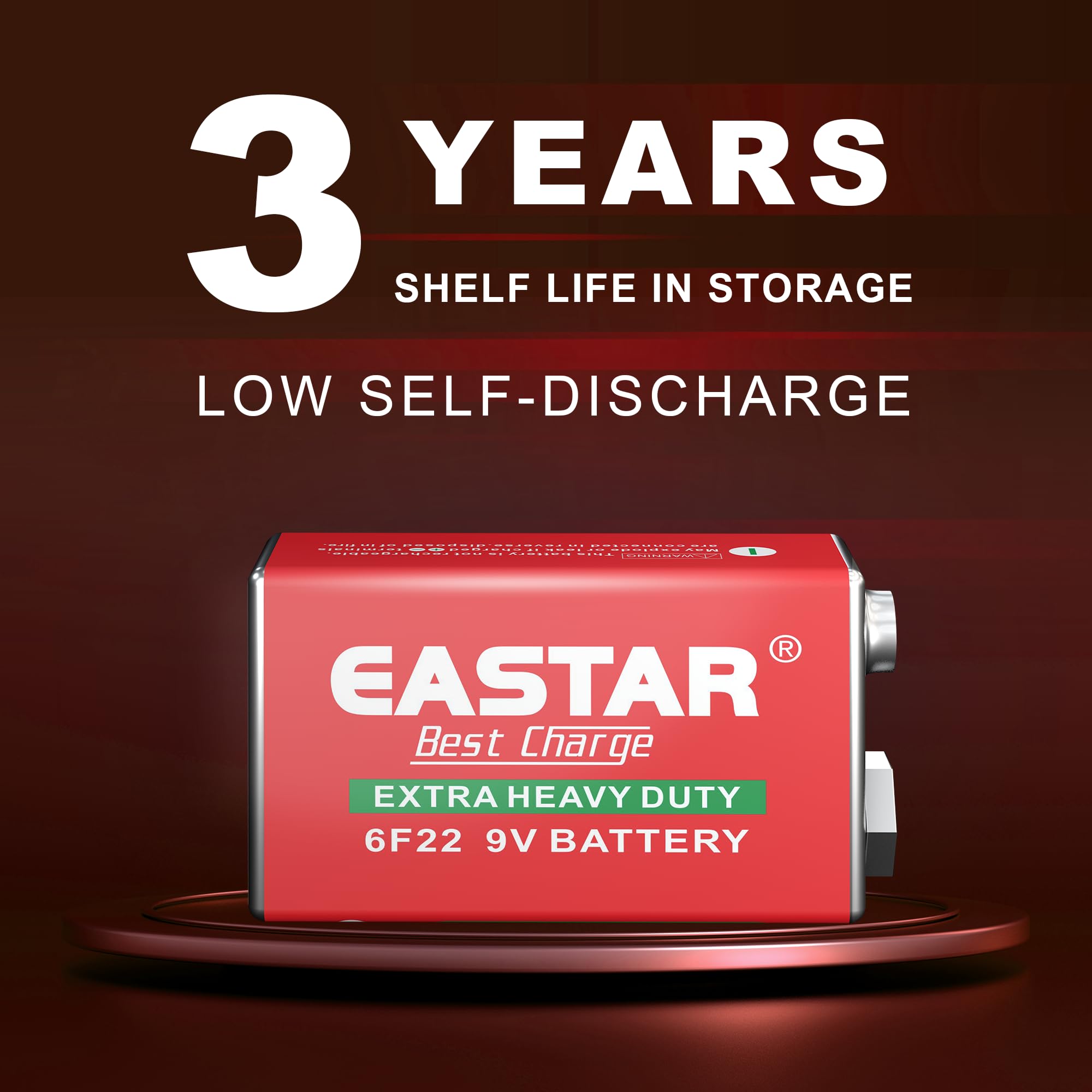 EASTAR BTS 9V Zinc Carbon Batteries 10 Pack - 9 Volt Batteries for Smoke Detector & Low Drain Devices, 6F22 Square Battery with Long-Lasting Power for Household & Office