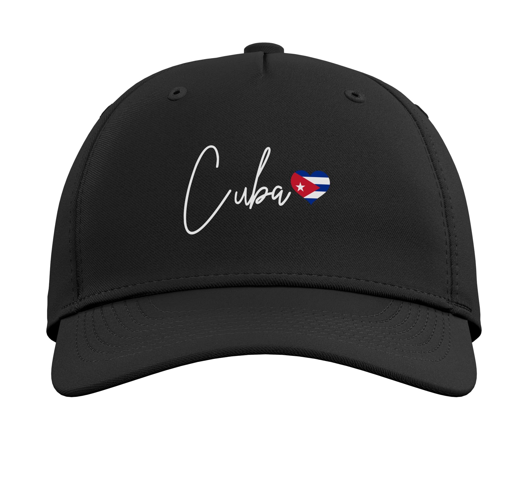 Cuba Heart Pride Cuban Flag Adjustable Printed Baseball Hat, Black