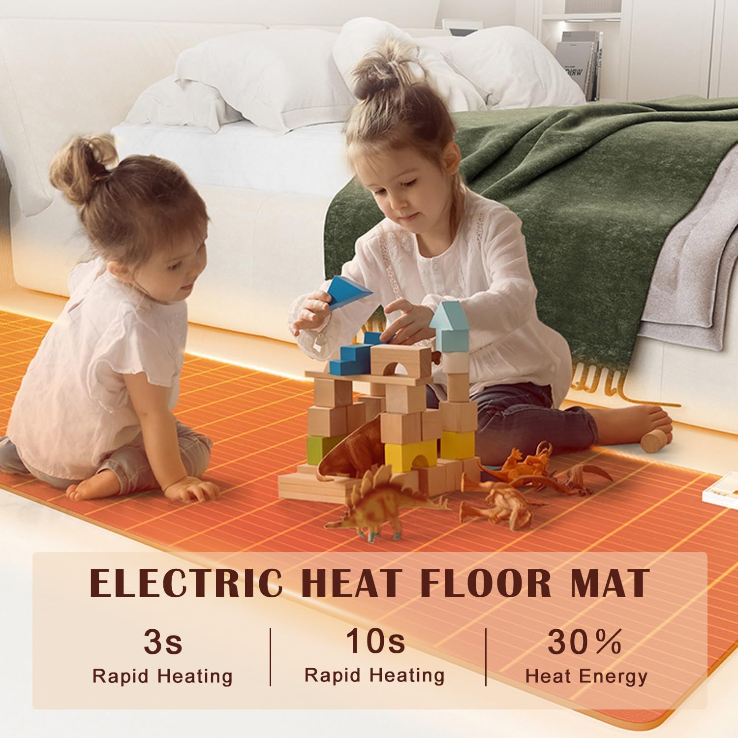 YIRCELOM Heated Mats Floor, Heated Rug Mat with Adjustable Temperature 12 Hour Timer, Electric Heated Carpet, Heated Floor Pad for Yoga (20x39inch/50x100cm)