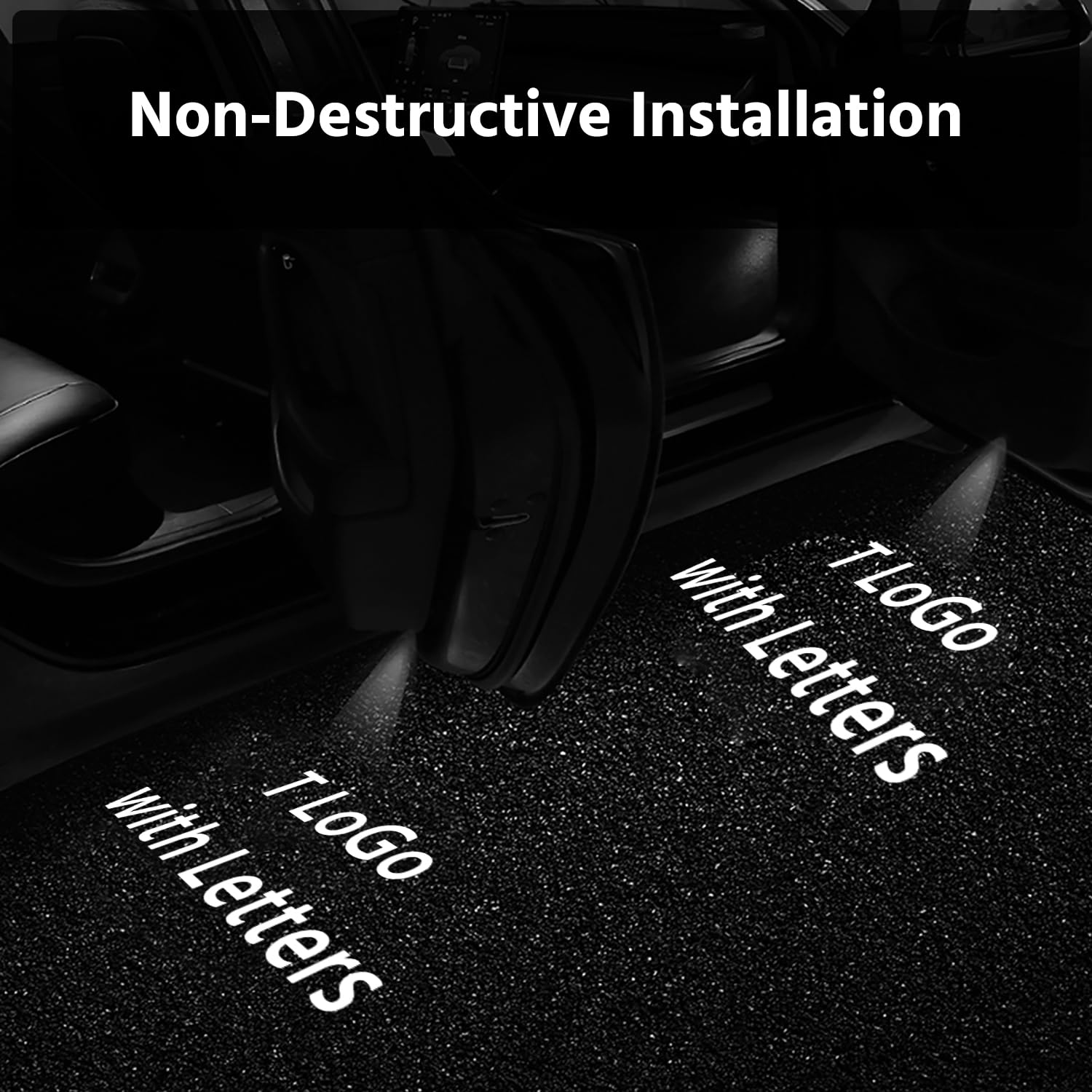 Farmogo Car Door LED Logo Projector Puddle Lights Ultra-Bright Welcome Light 3D Laser Ghost Shadow Light Compatible with Tesla Model 3 S Y X Accessories(4 Pack)