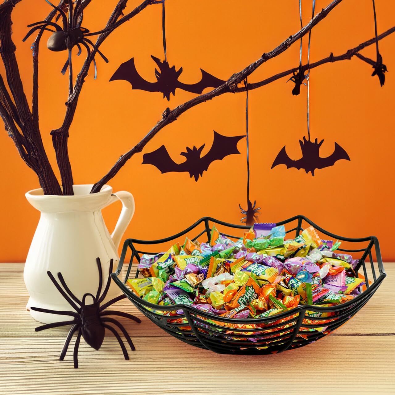 JOYIN 3 Pcs Halloween Candy Bowl Dish Spider Web Halloween Decorations Indoor Decor, Party Supplies Favors Table Desk Haunted House Trick Or Treat Basket Plastic