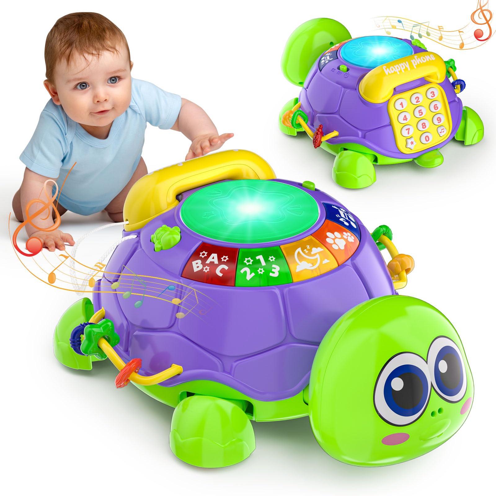 INNOSKY Baby Toys 6-12 Months, Infant Musical Turtle Crawling Tummy Time Development Light up Toy, Bilingual Educational Baby Toy Gift for 3-6 4 5 7 8 9-12 18 Month Boy Girl