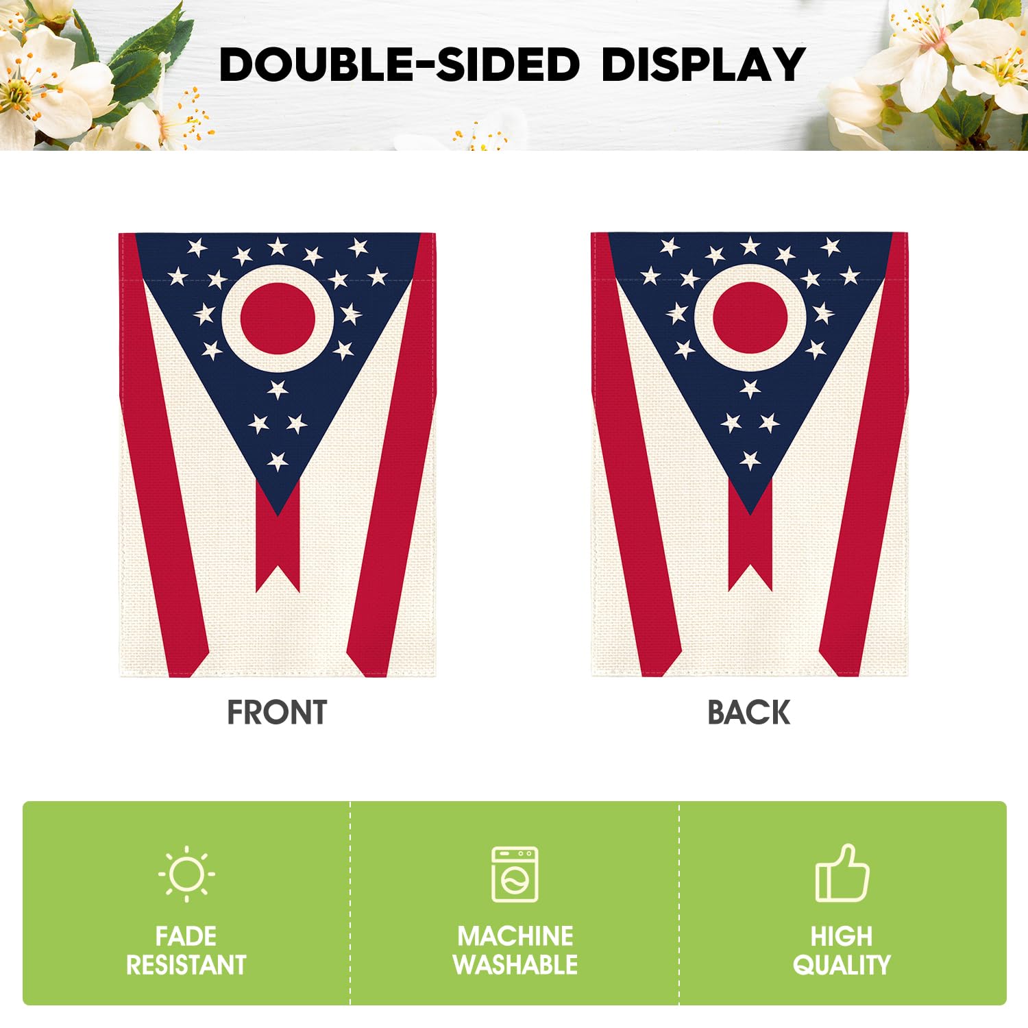 AVOIN colorlife Ohio U.S. States Garden Flag 12x18 Inch Double Sided Outside, Patriotic Unity Local Yard Outdoor Flag