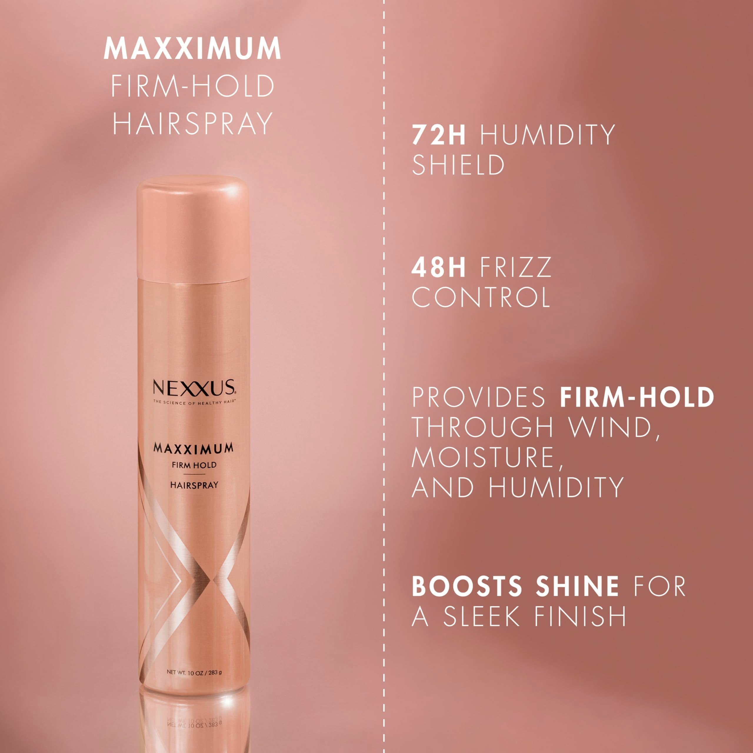 Nexxus Maximum Hold Finishing Hair Spray, for Control, Hold Hairspray for Women Hair Styling, Pink, 10 oz