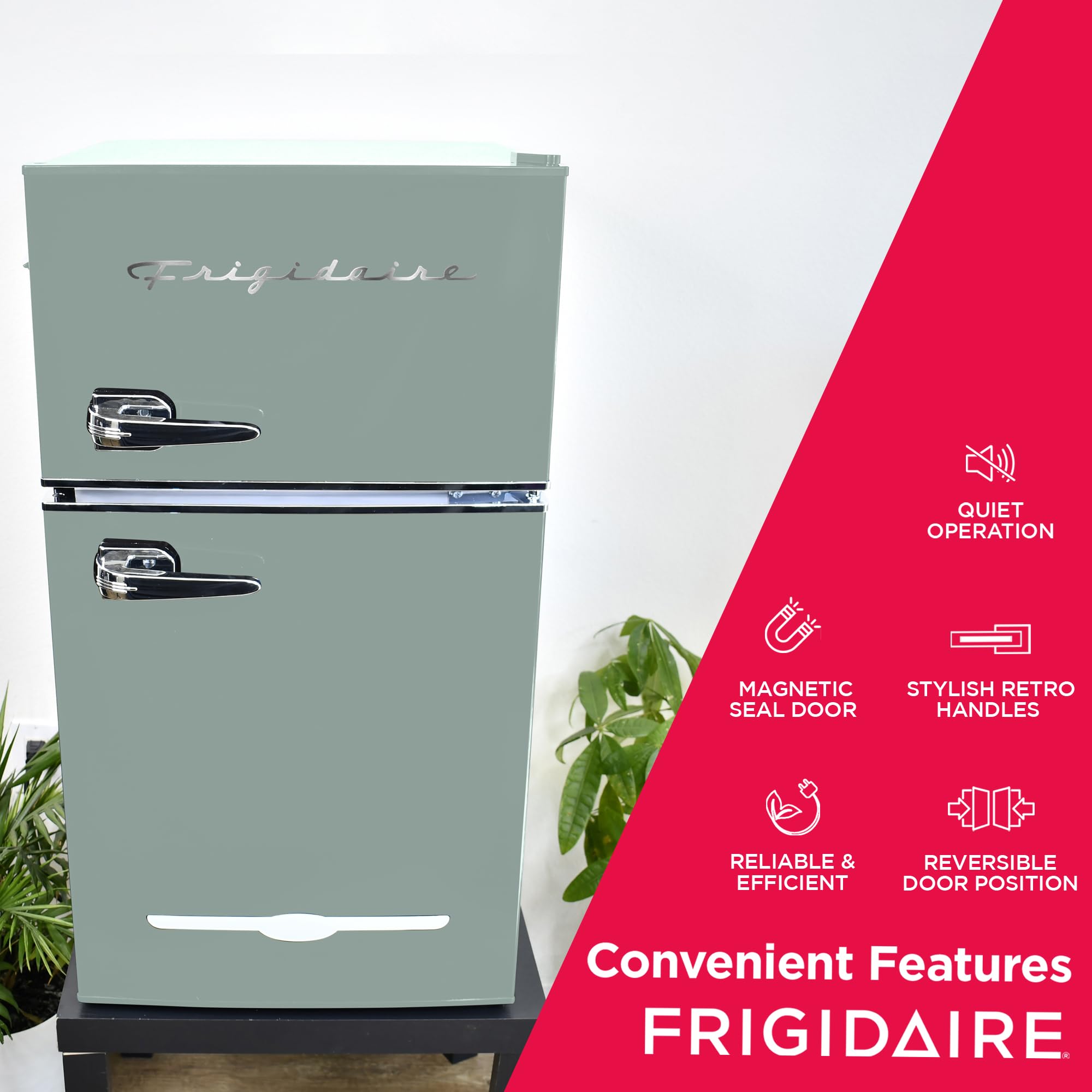 Frigidaire EFR840-MINT EFR840 Retro Mini Fridge with Freezer & Side Bottle Opener-Small 2 Door Refrigerator for Office Bar or College Dorm Room-3.2 Cu Ft – 19”"D x 20.5"W x 33.5"H (Mint)