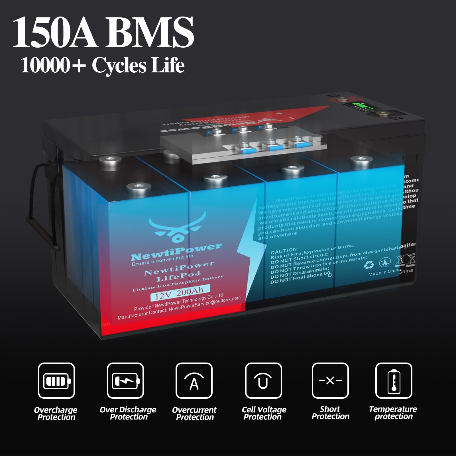 12V 200Ah Lithium LiFePO4 Battery, 150A BMS Grade A Cells Deep Cycle Rechargeable Battery,10000+ Cycles,Perfect for RV,Home Storage,Solar Power System,Camping and Trolling Motor (12V 200Ah Plus)