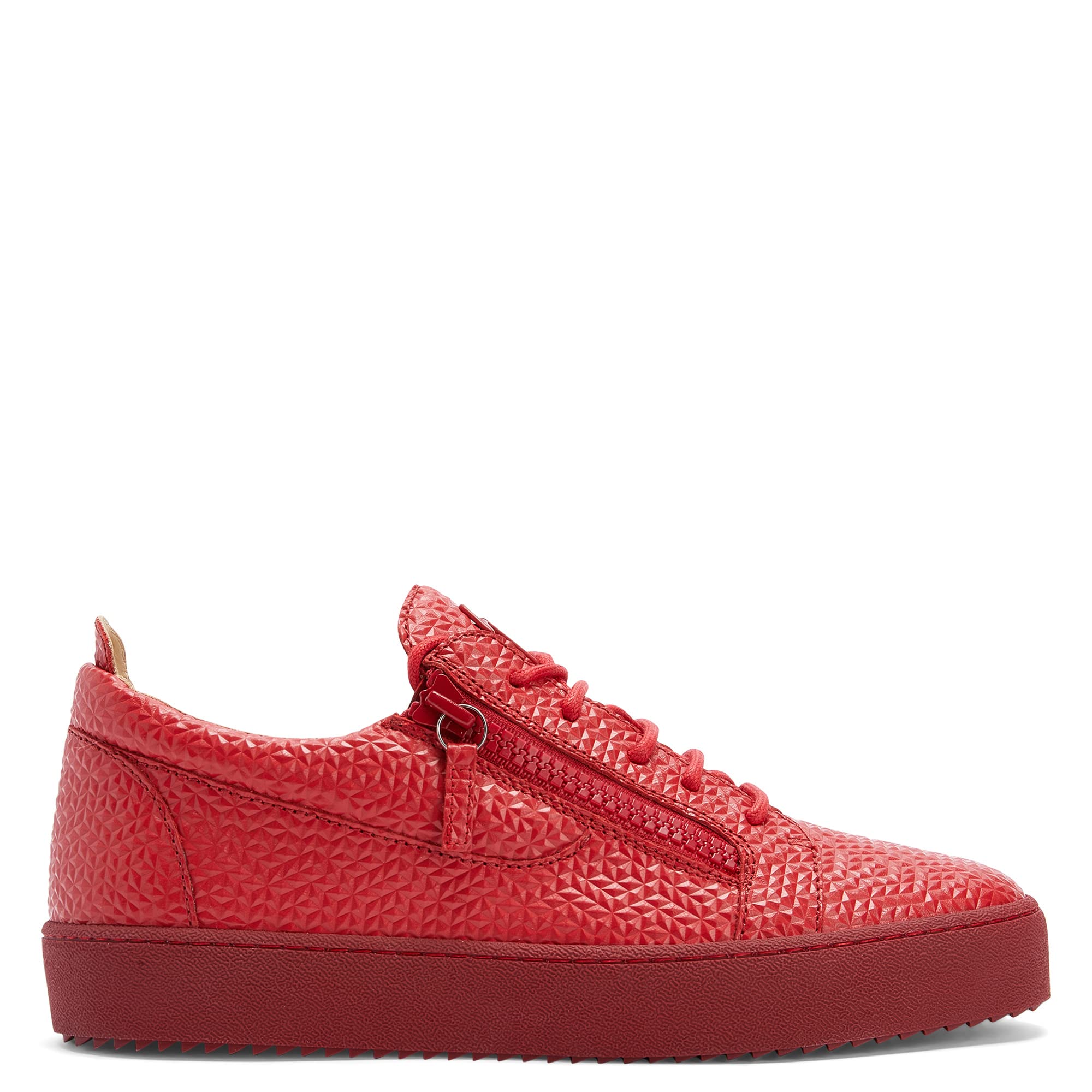 Giuseppe Zanotti, Frankie Pyramid-Print Low-Top Sneakers, 10, Red