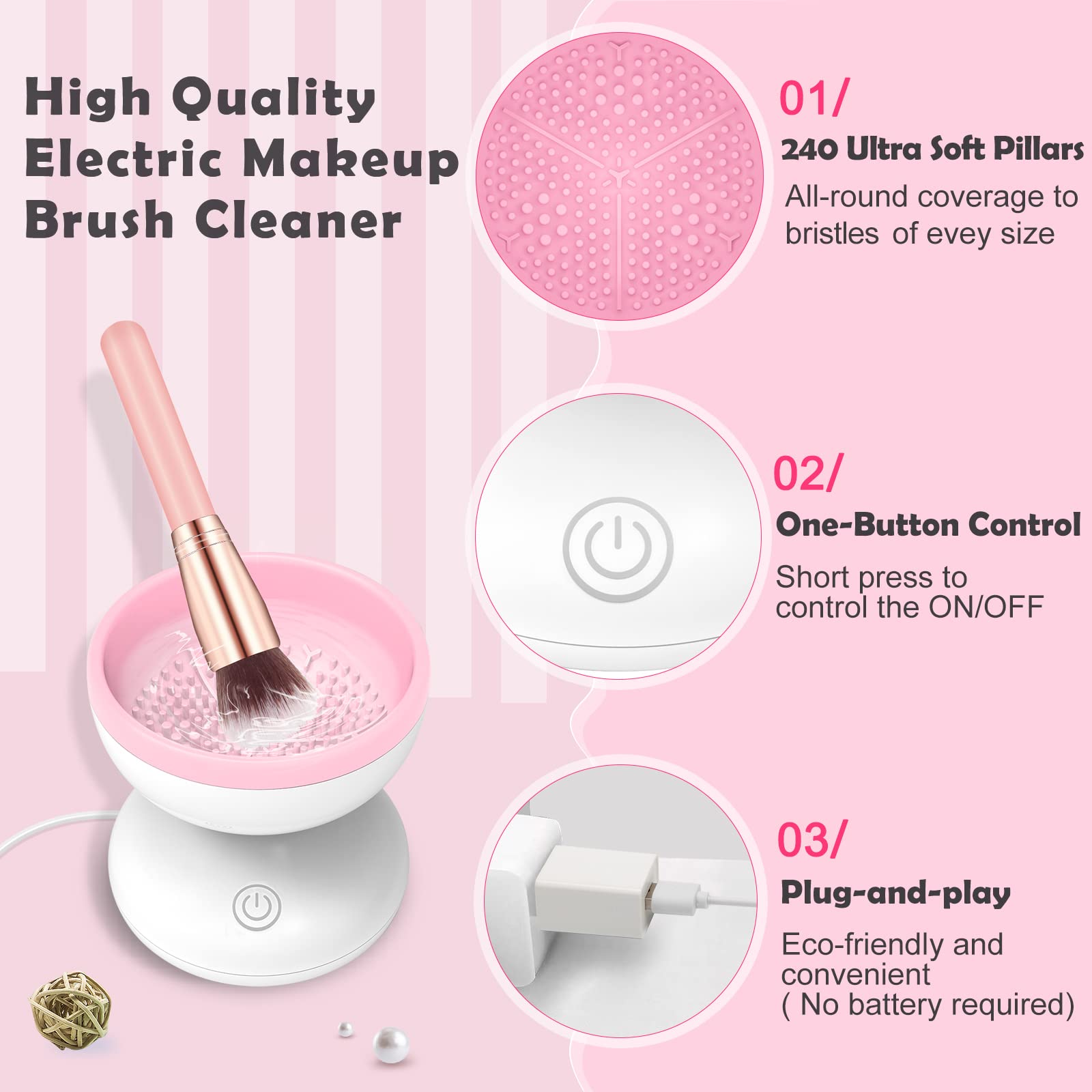 Electric Makeup Brush Cleaner, Luxiv Wash Makeup Brush Cleaner Machine Fit for All Size Brushes Automatic Spinner Machine, Painting Brush Cleaner