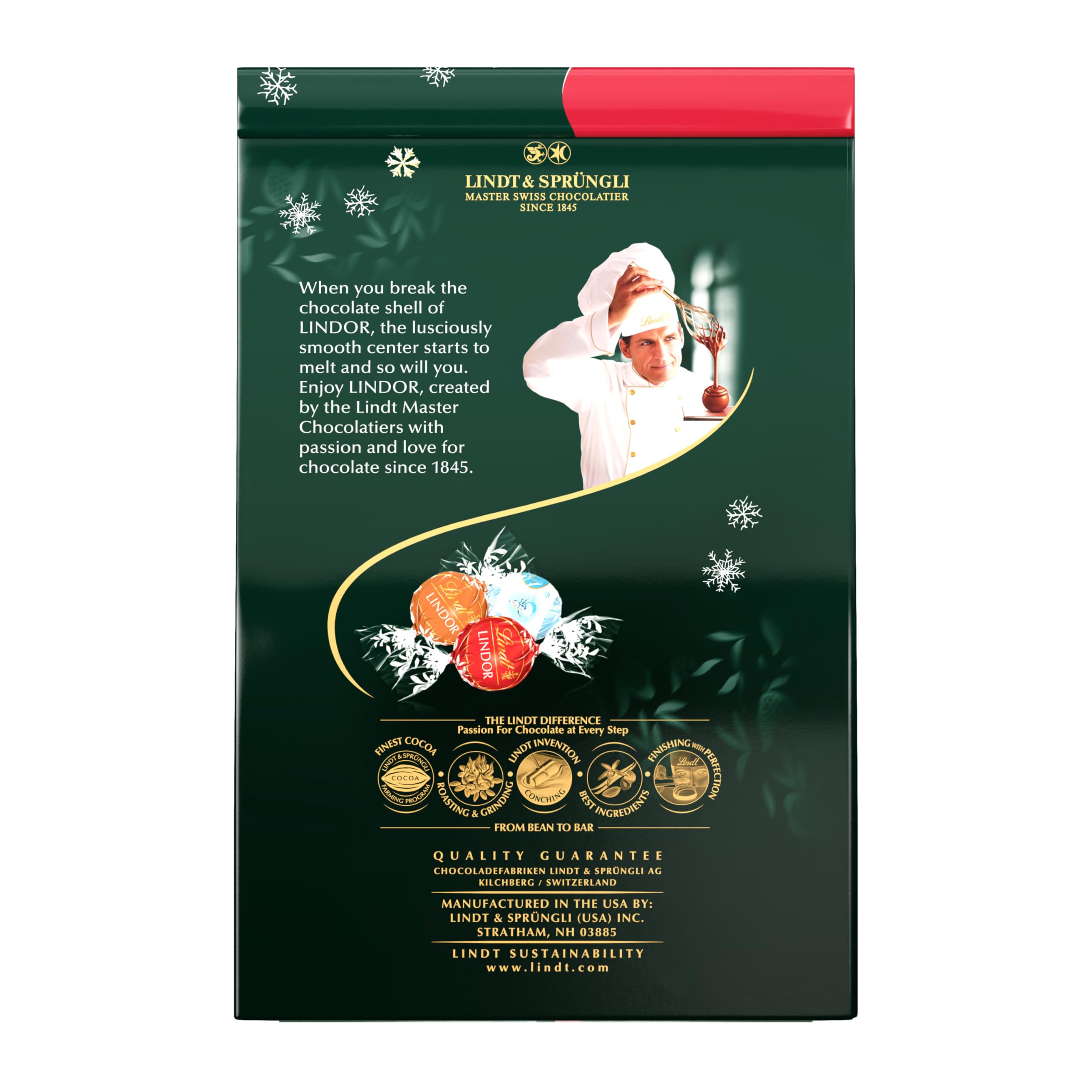 Lindt LINDOR Holiday Assorted Chocolate Candy Truffles with Smooth, Melting Truffle Center, 15.2 oz. Bag