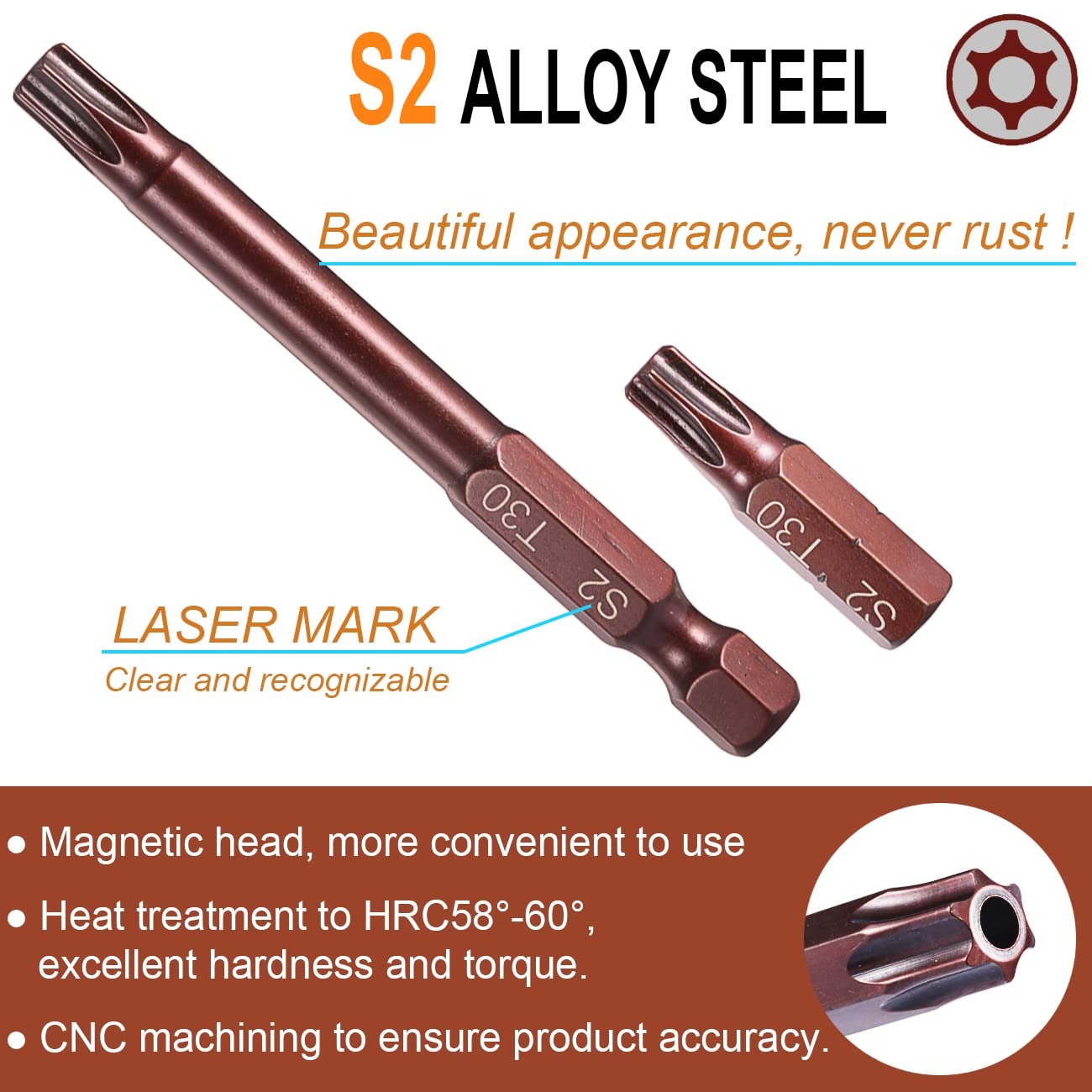 Torx Bits Set, PTSLKHN 24PCS Security Torx Bit Set, High Hardness S2 Alloy Steel, Magnetic, Anti-rust
