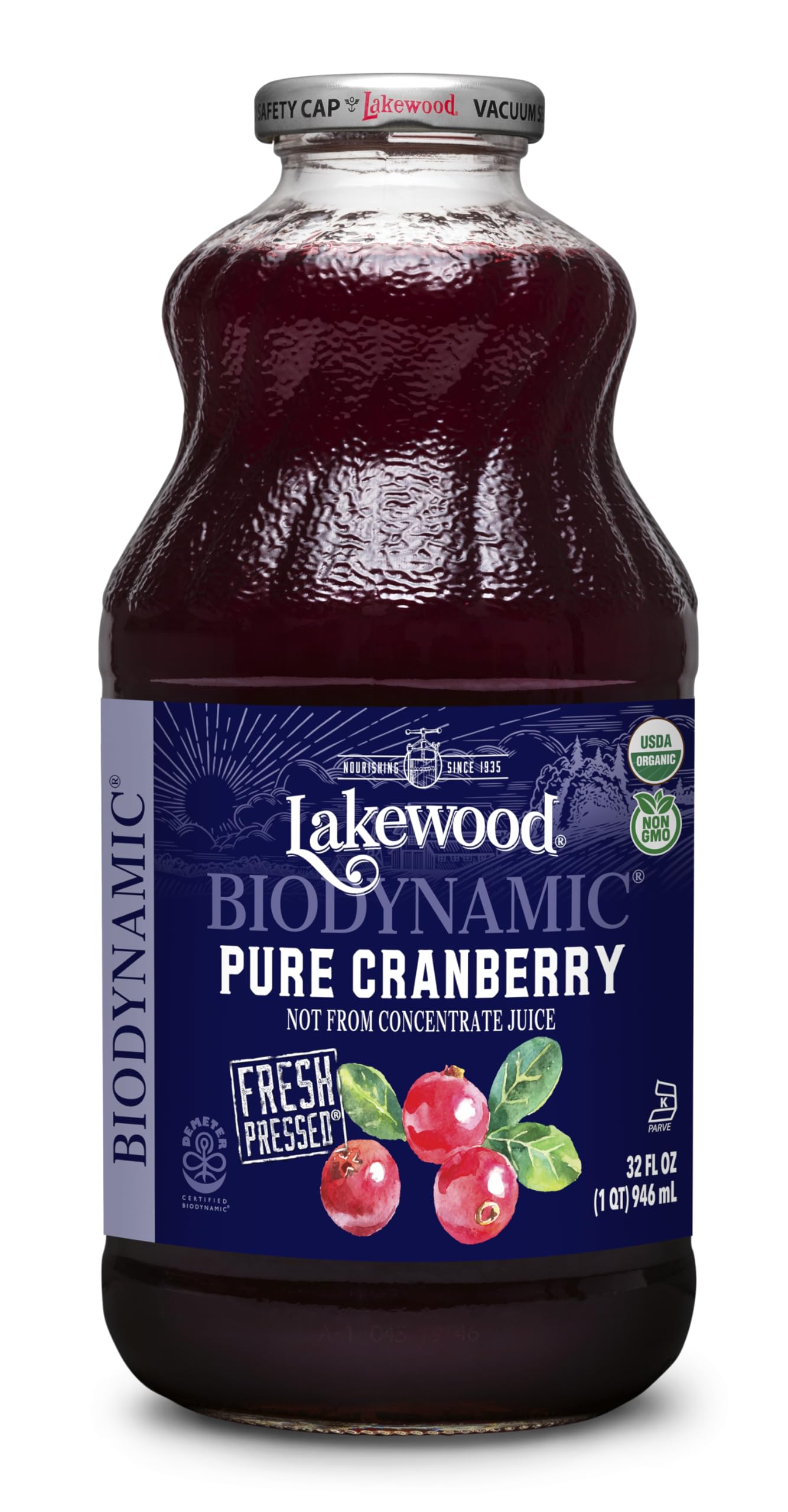 Lakewood Organic Pure Cranberry Juice, 32 FZ