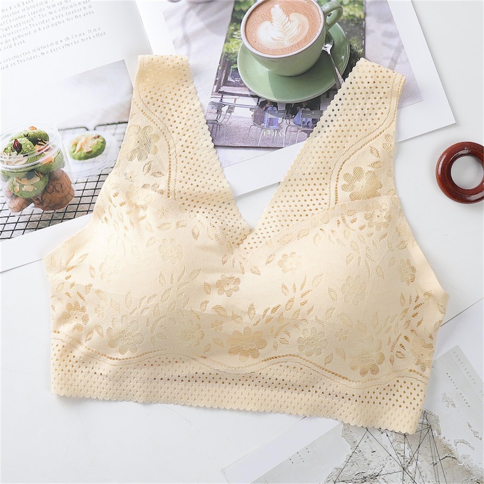 Hatmeo Women's Orthopedic Anti-Sagging Bra Hatmeo Bras for Senior Women Posture Correcting Bra Breathable Push up Bras Beige