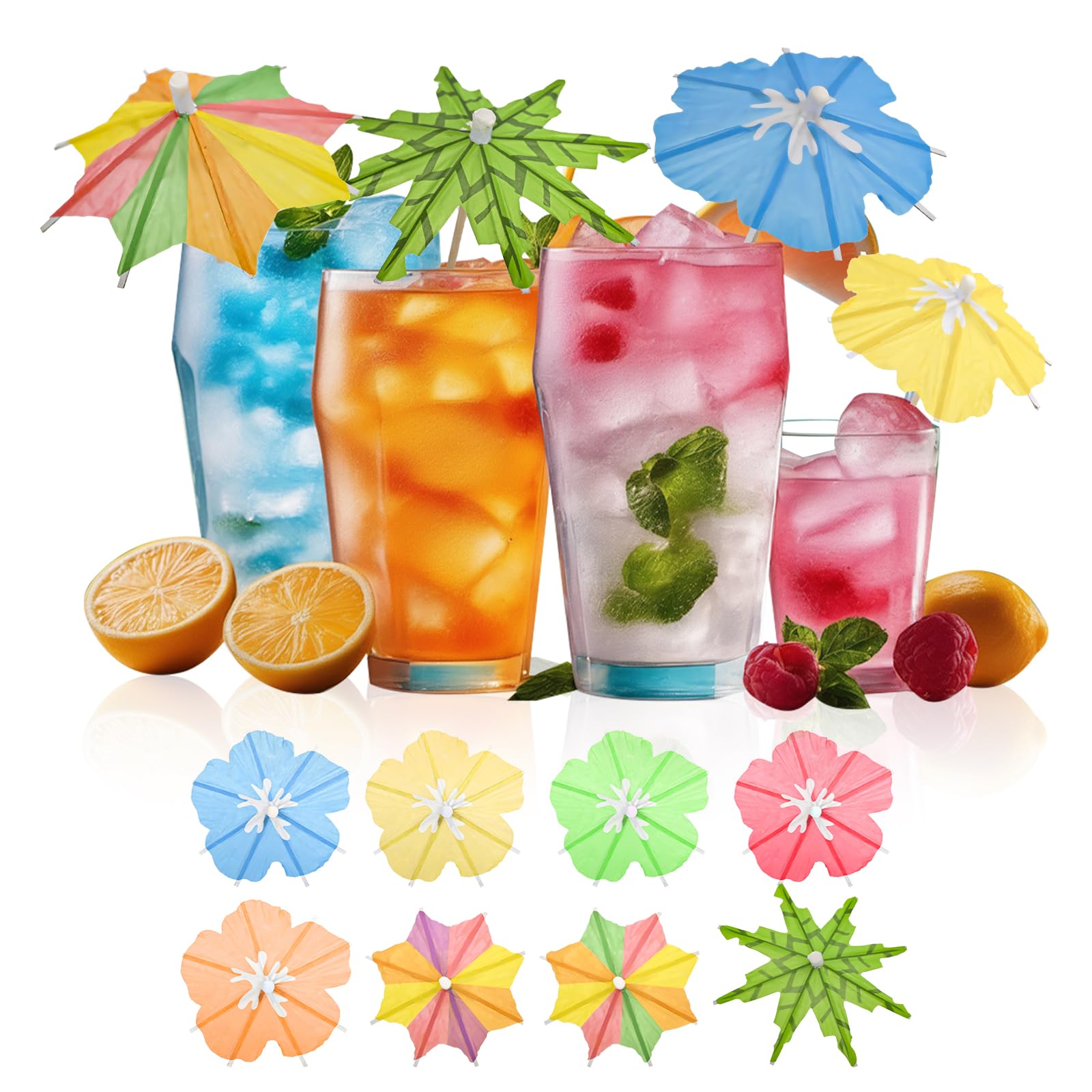 【3 Styles 150 PCS】Drink Umbrellas Cocktail Picks, Cocktail Umbrellas for Drinks, Drink Parasols, Mini Paper Umbrella Toothpicks Sticks for Tiki, Luau, Hawaiian Tropical Party Decoration Garnish.