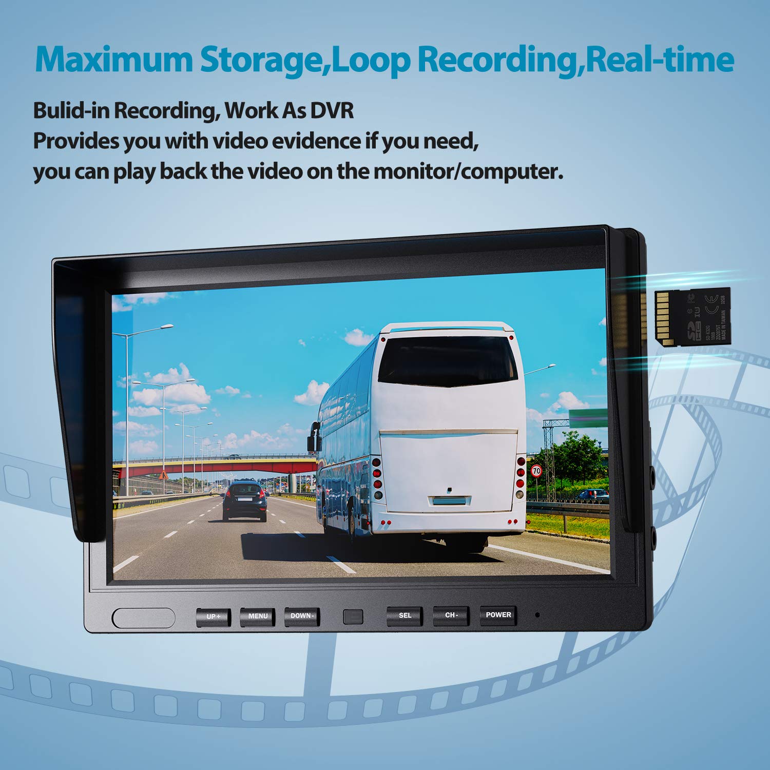 Fookoo Ⅱ HD Wired Backup Camera System Kit,10 inch Dual Split Screen Monitor with Recording IP69 Waterproof Front View Rear View Cameras Parking Lines for Truck/Semi-Trailer/Box Truck/RV(DY102)