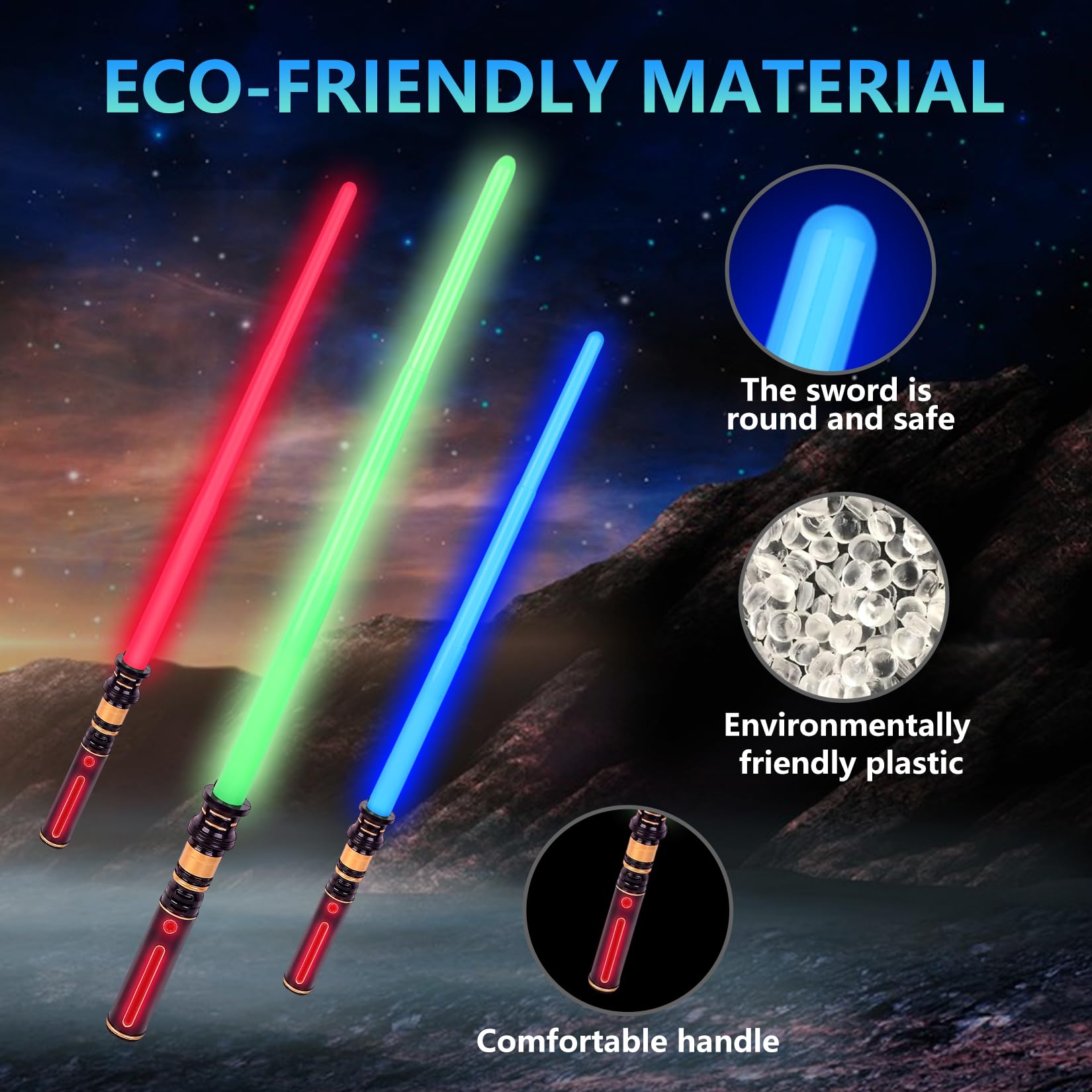 YOFOTHS Light Up Saber, 3 Pack Lightsaber with FX Sound and Realistic Handle, Light Up Saber for Kids, Expandable Light Swords for Halloween Dress Up Parties Birthday Christmas Galaxy War Fighters
