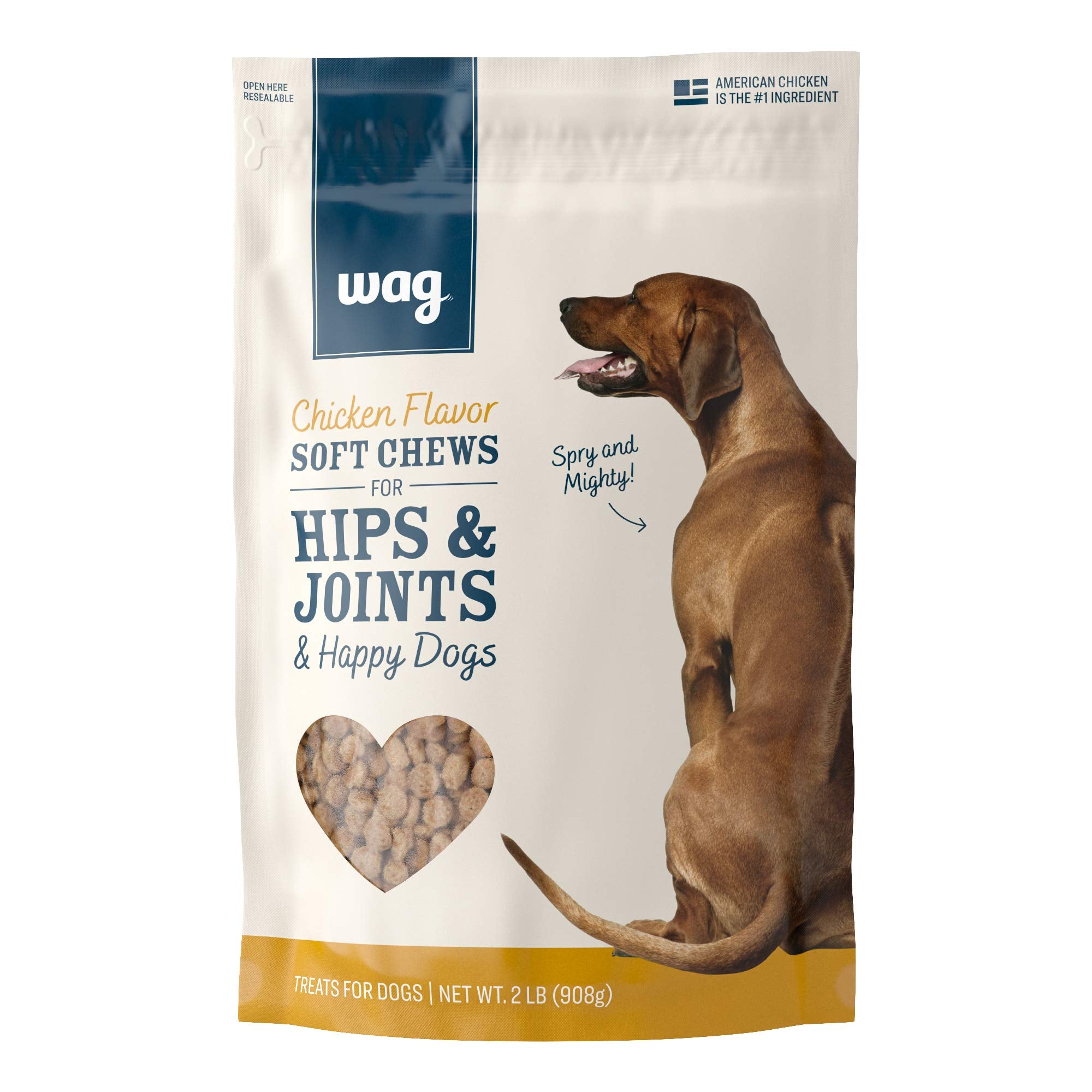 Amazon Brand – Wag Chicken Flavor Hip & Joint Training Treats for Dogs, 2 lb. Bag (32 oz)