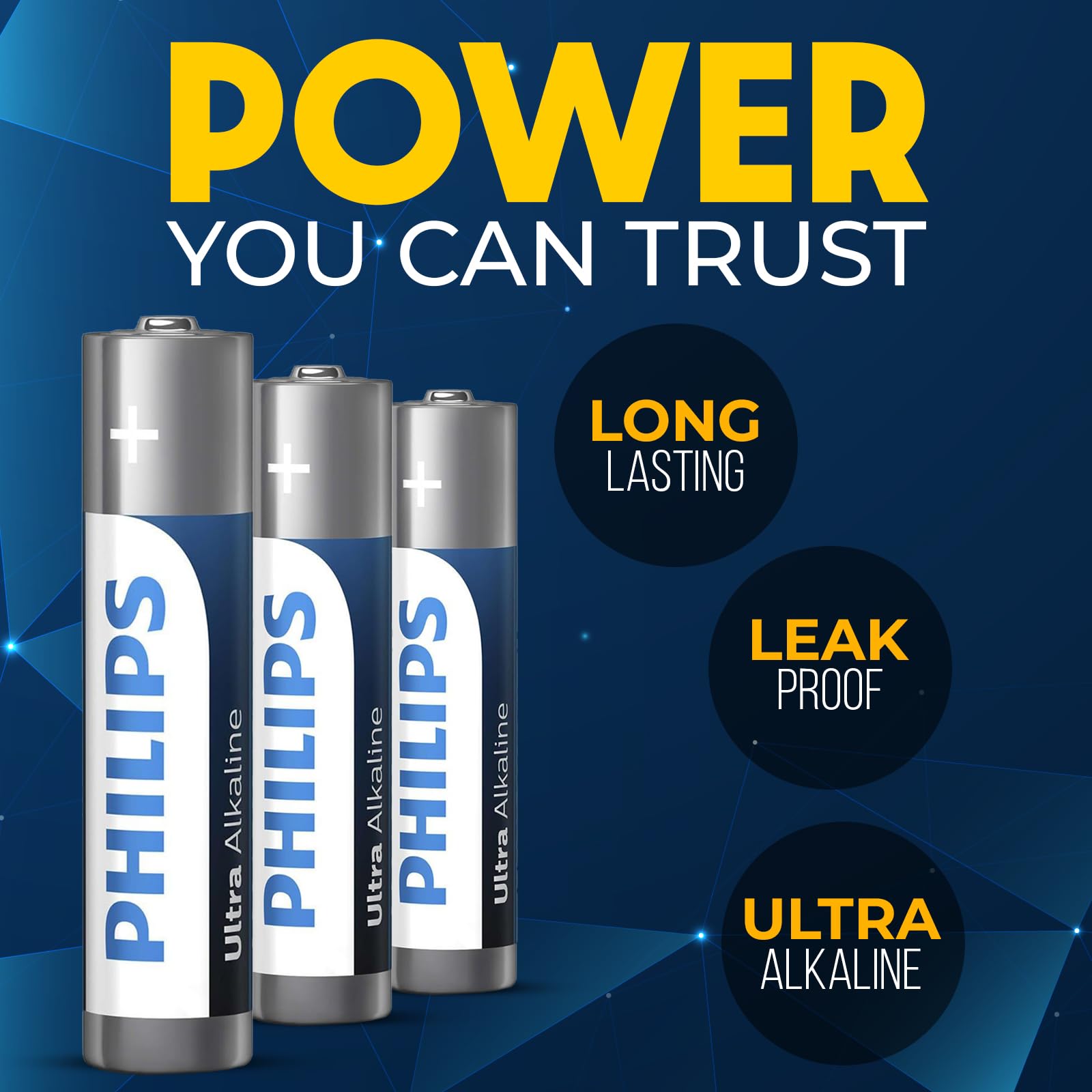 PHILIPS AAA Batteries, Ultra Alkaline Triple AAA Batteries 12 Pack, 1.5v Batteries AAA Size Pack, Ultimate Long-Lasting Power for High-Drain Devices, 10-Year Shelf Life, Durable Leak-Proof Design.