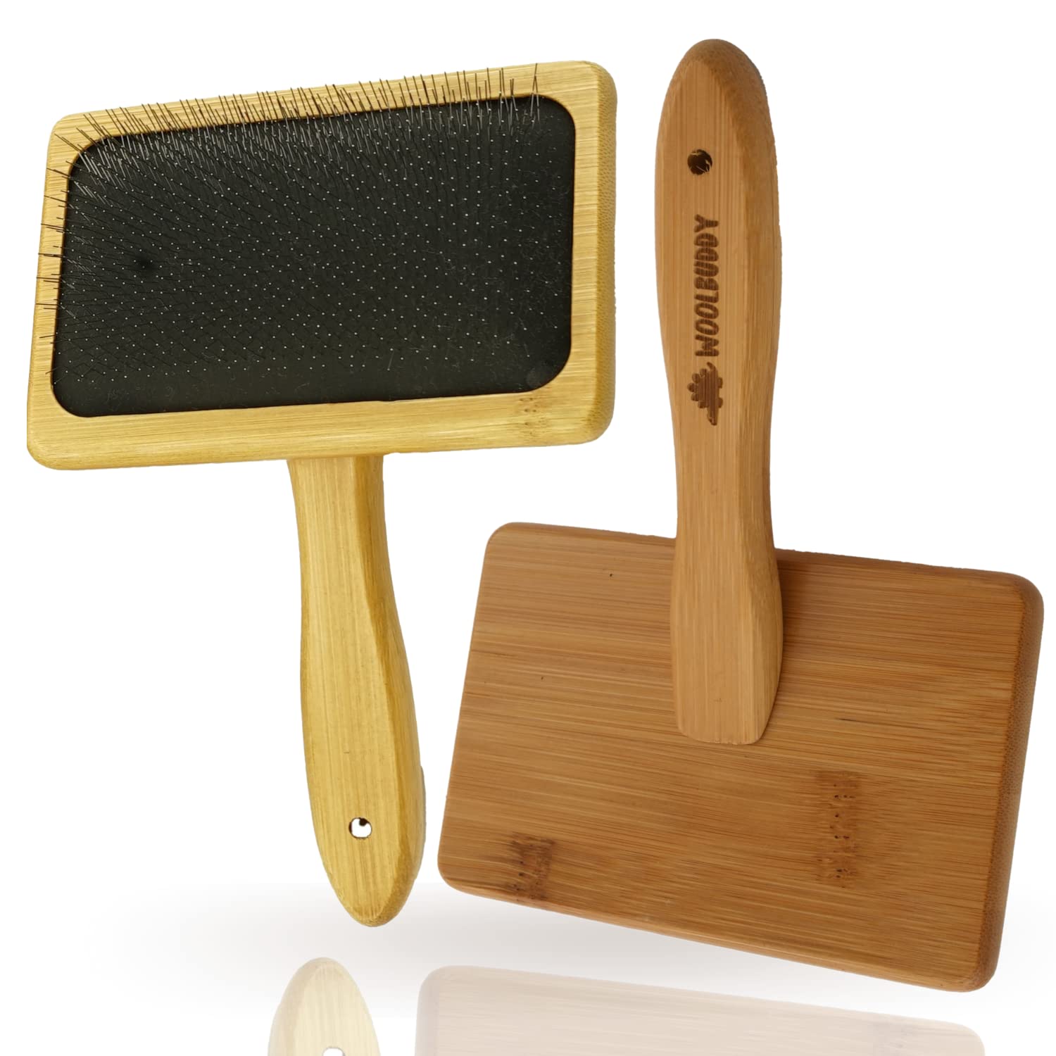Woolbuddy Wool Carder Brush – Hand Carders for Wool, Needle Felting & Pet Grooming Tool – Fine Tooth Fiber Blending Brush with Bamboo Handle