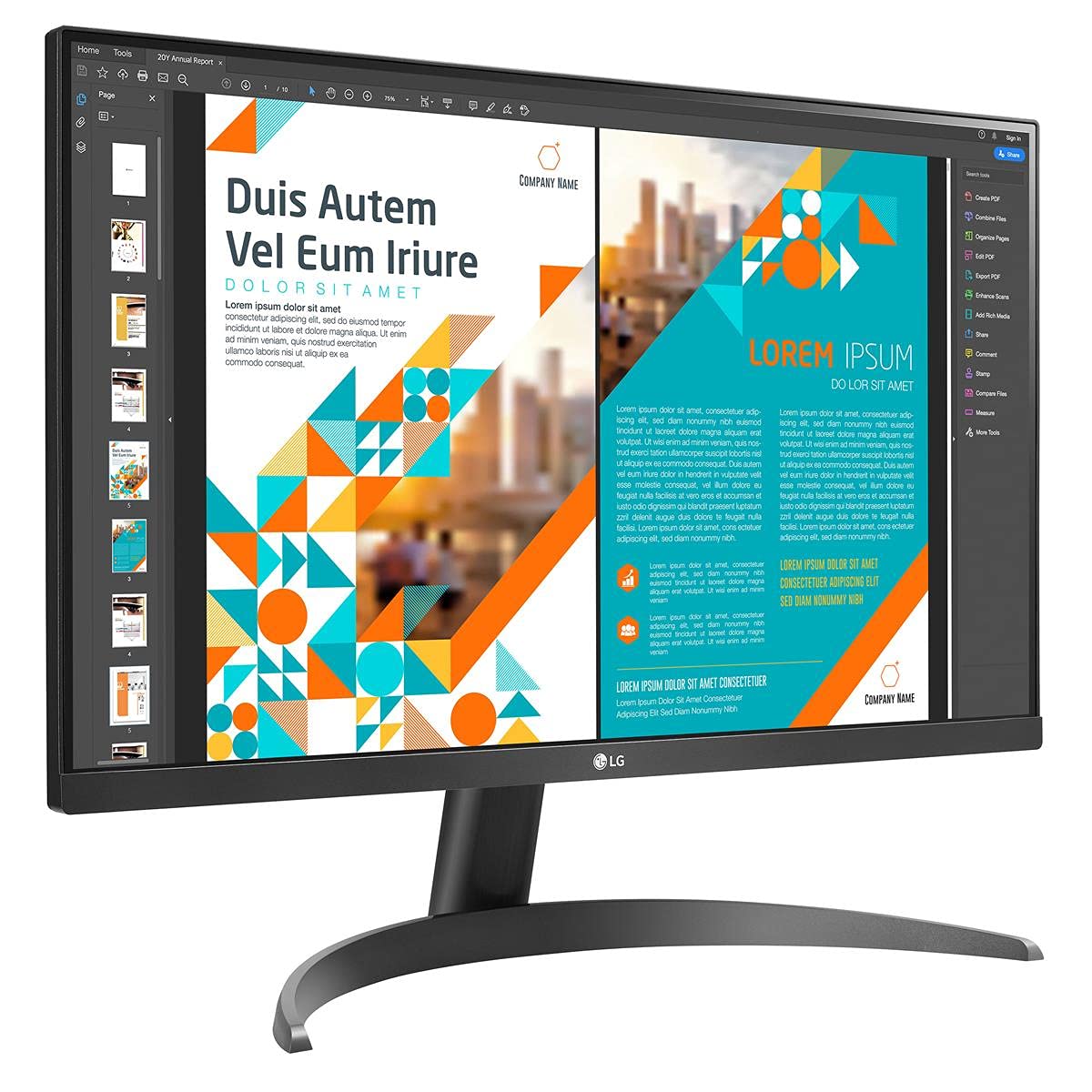 LG 24QP500-B 24” QHD (2560 x 1440) IPS Display, HDR 10, sRGB 99% Color Gamut, AMD FreeSync, Refresh Rate 75Hz, 3-Side Virtually Borderless Design - Black