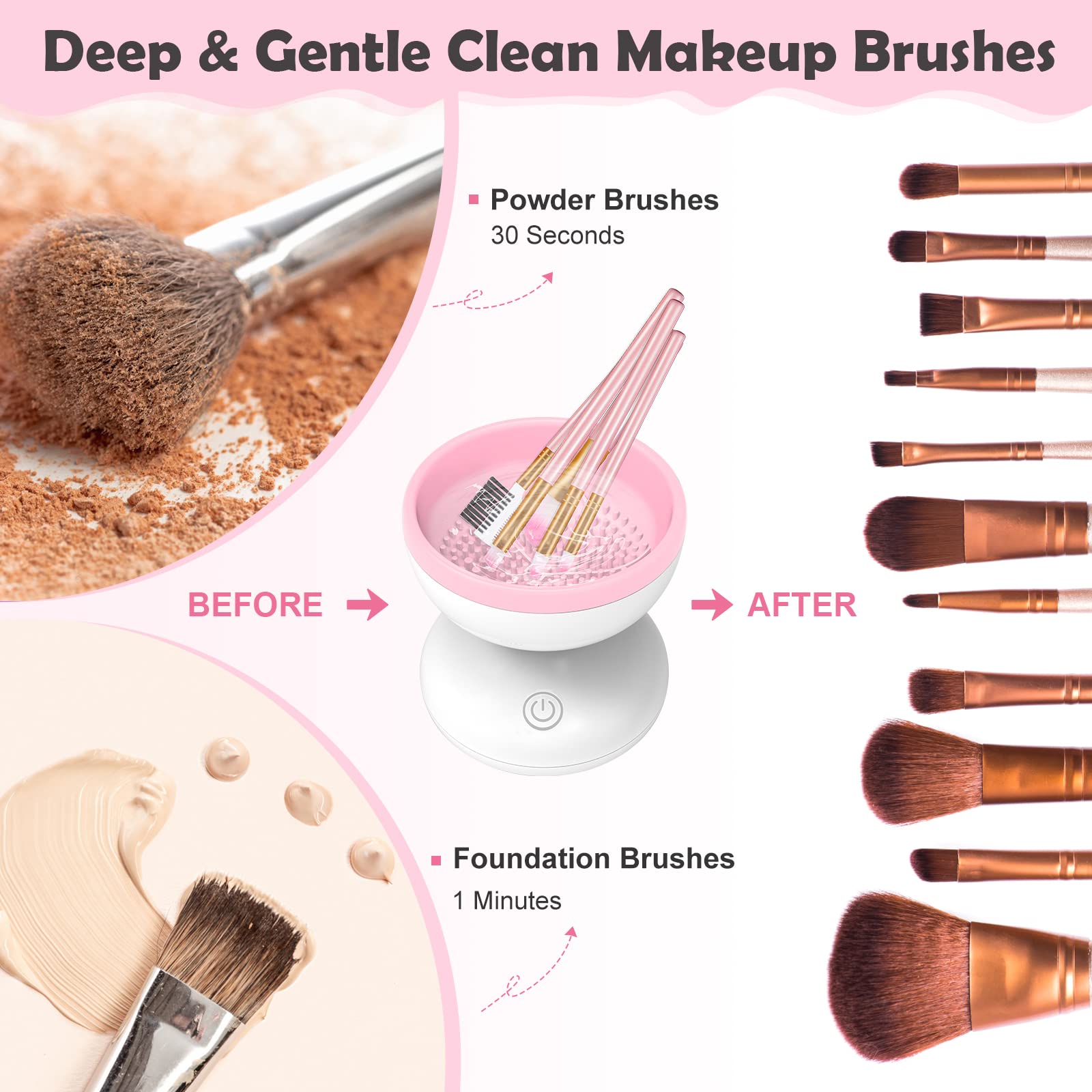 Electric Makeup Brush Cleaner, Luxiv Wash Makeup Brush Cleaner Machine Fit for All Size Brushes Automatic Spinner Machine, Painting Brush Cleaner