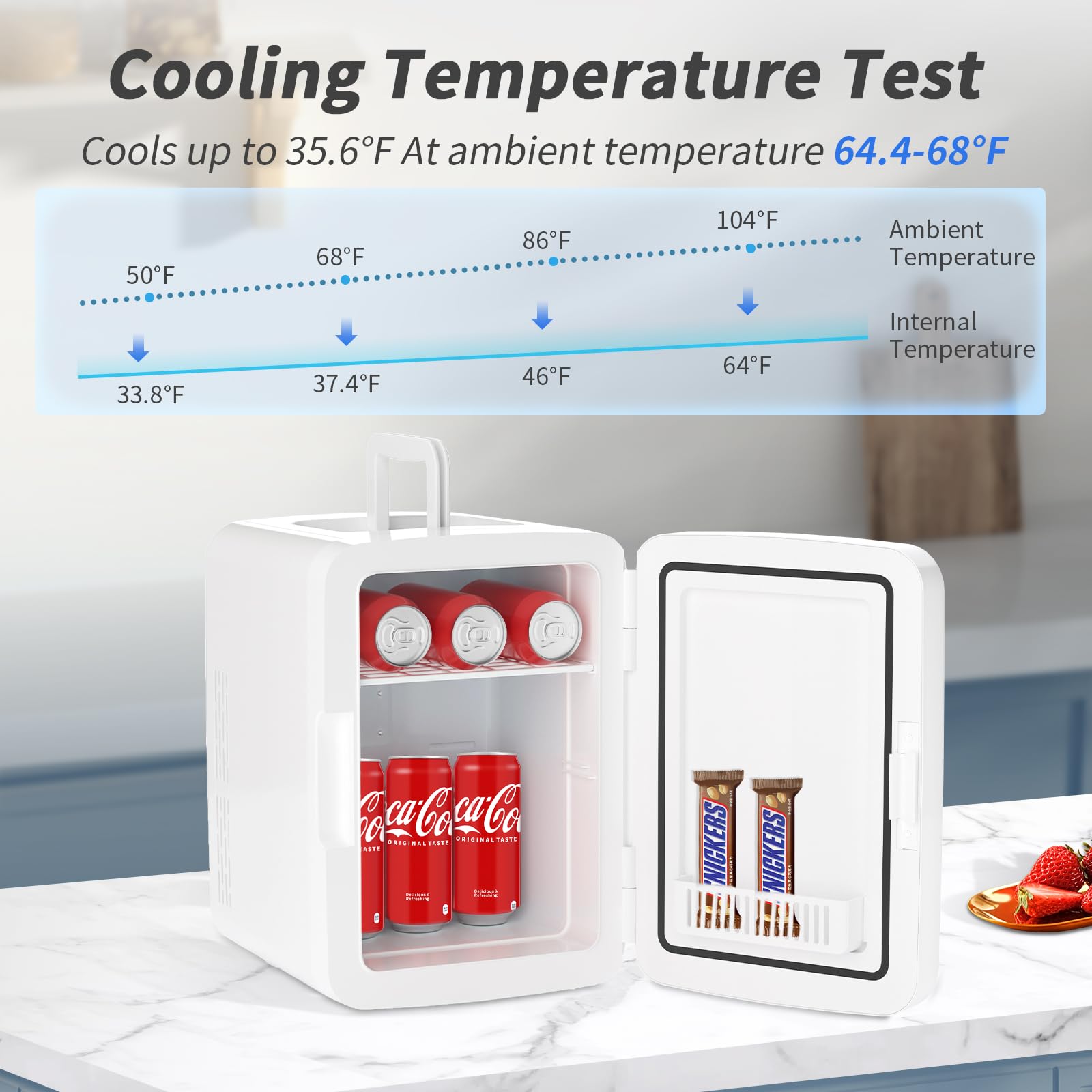 YASHE Mini Fridge, 10 Liter/12 Cans Skincare Fridge for Bedroom, 110V AC/ 12V DC Thermoelectric Cooler and Warmer Small Refrigerators for Drink, Office, Car, White