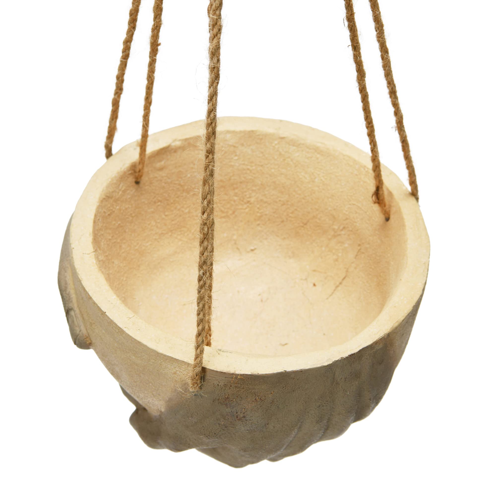 Creative Co-Op Hanging Resin and Cement Planter with Hands and Jute Hanger