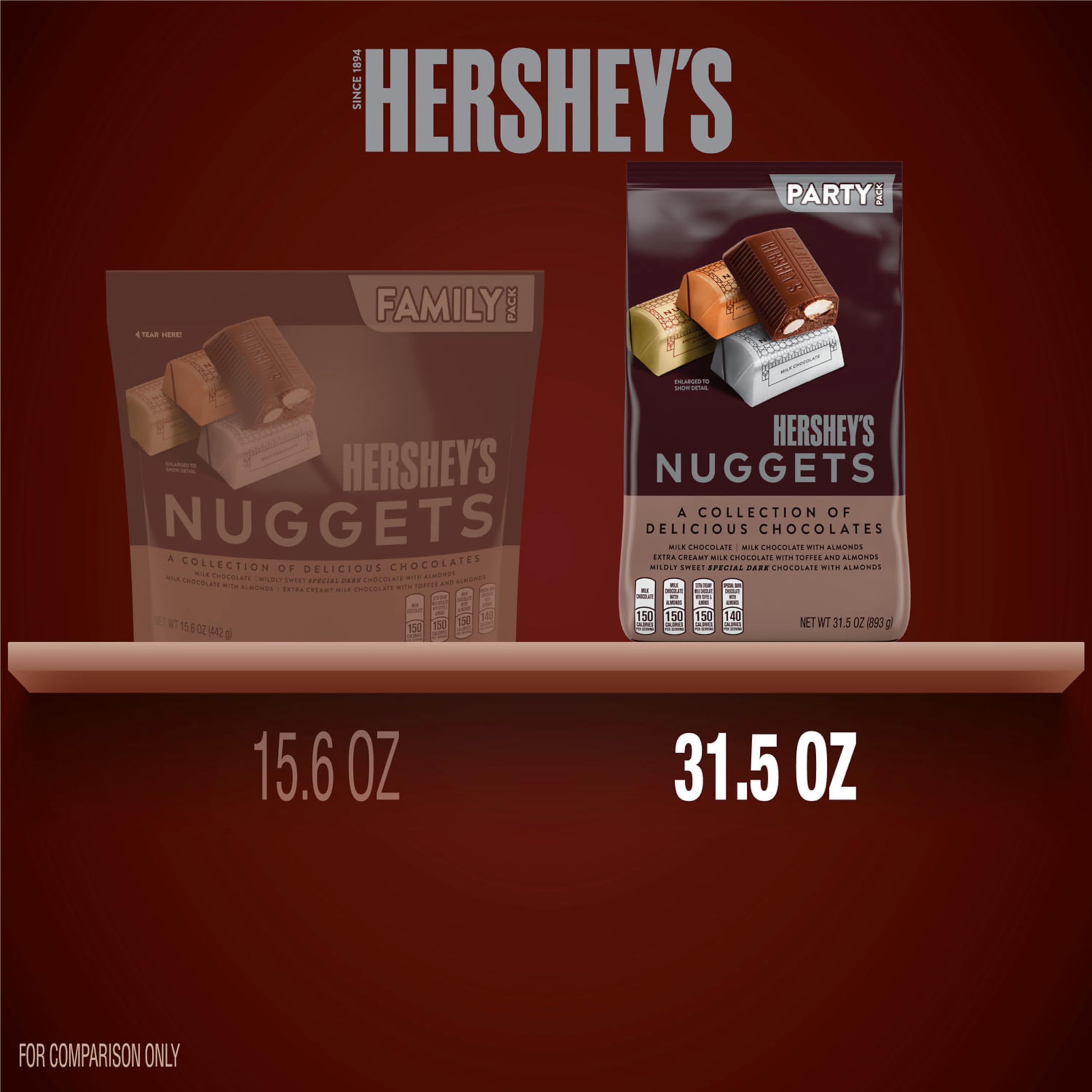 HERSHEY'S NUGGETS Assorted Chocolate, Christmas Candy Party Pack, 31.5 oz