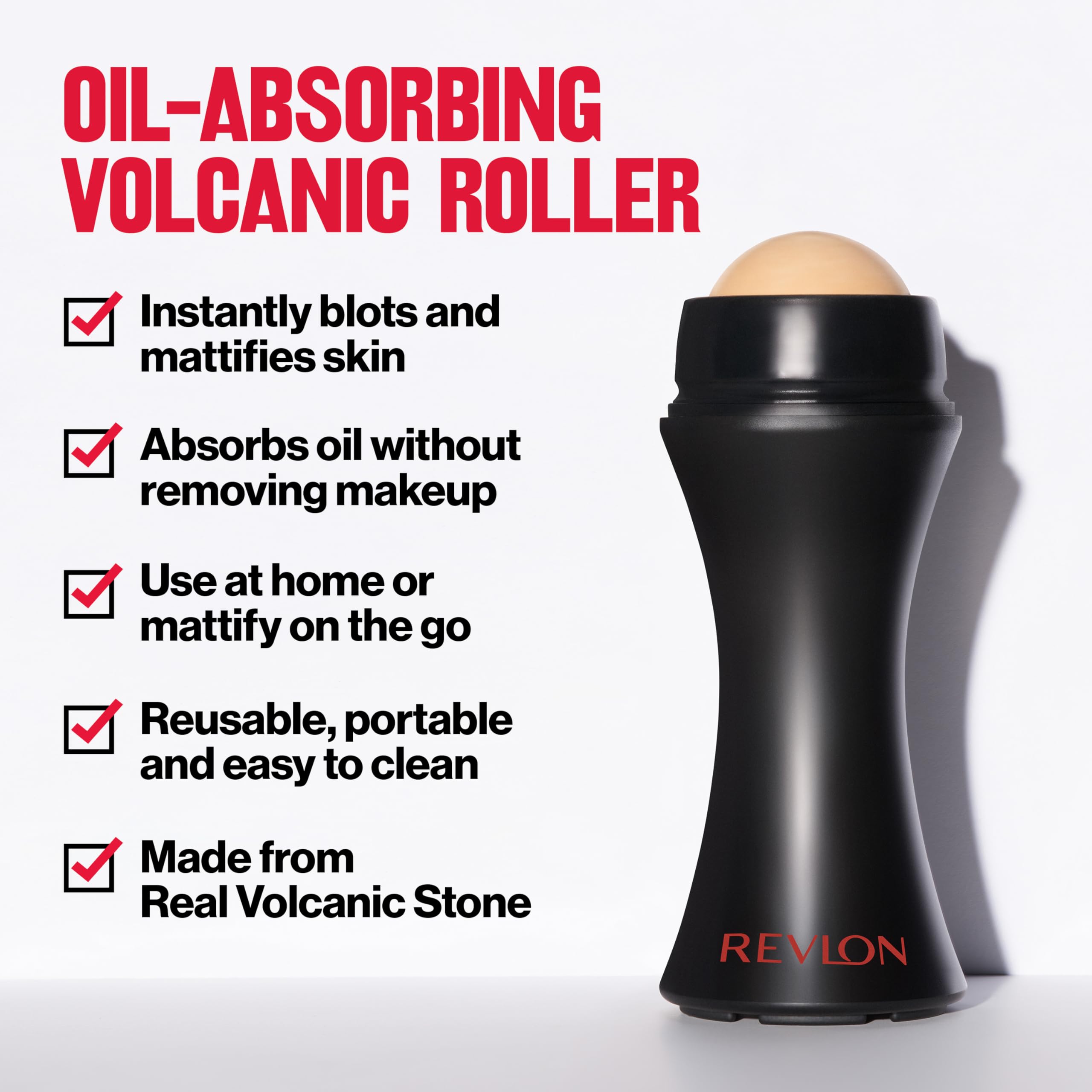 Revlon Oil-Absorbing Face Roller, Skincare Stocking Stuffers, Beauty Gift, Oily Skin Control, Volcanic Reusable Facial Skincare Tool, 1 Count