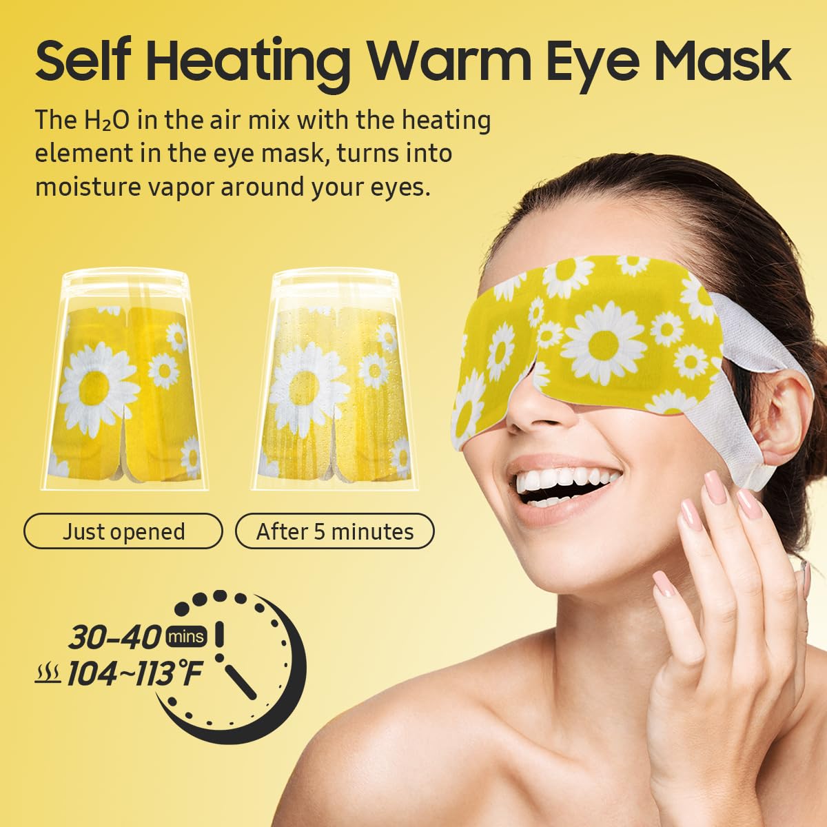 BeHoomi Steam Eye Mask, 10 Packs Heated Eye Mask, Self Heating Disposable SPA Warm Compress for Eyes Sleep Mask, Soothing Moist Heat Eye Masks, Travel Essentials & Relaxation Gifts (Chamomile Scent)