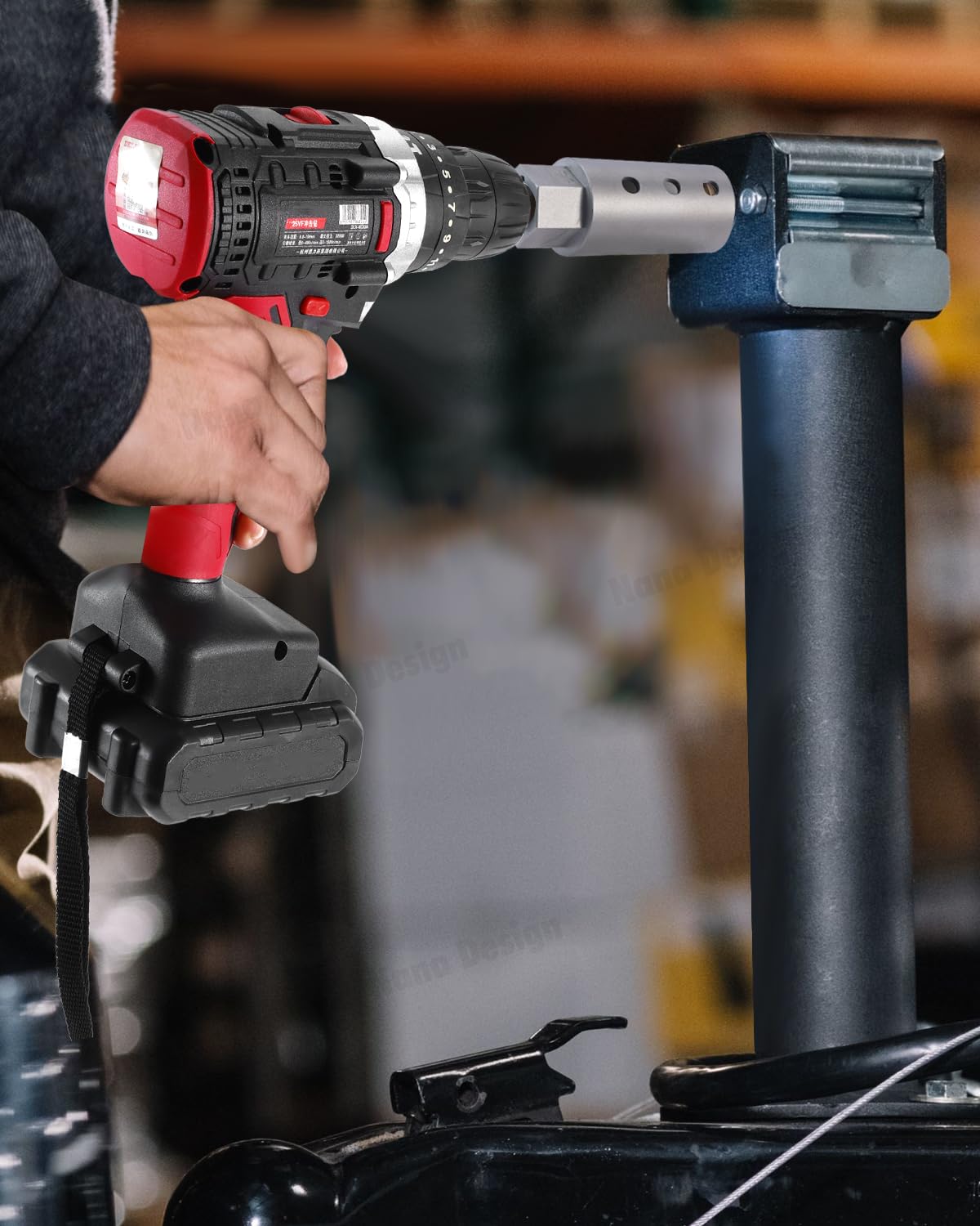 Heavy Duty Trailer Jack Drill Adapter with Cordless Drill, 1/2 to 1 Stainless Steel Socket Adapter Fits Any 1" Drive On Trailer Jack - 1Pack.