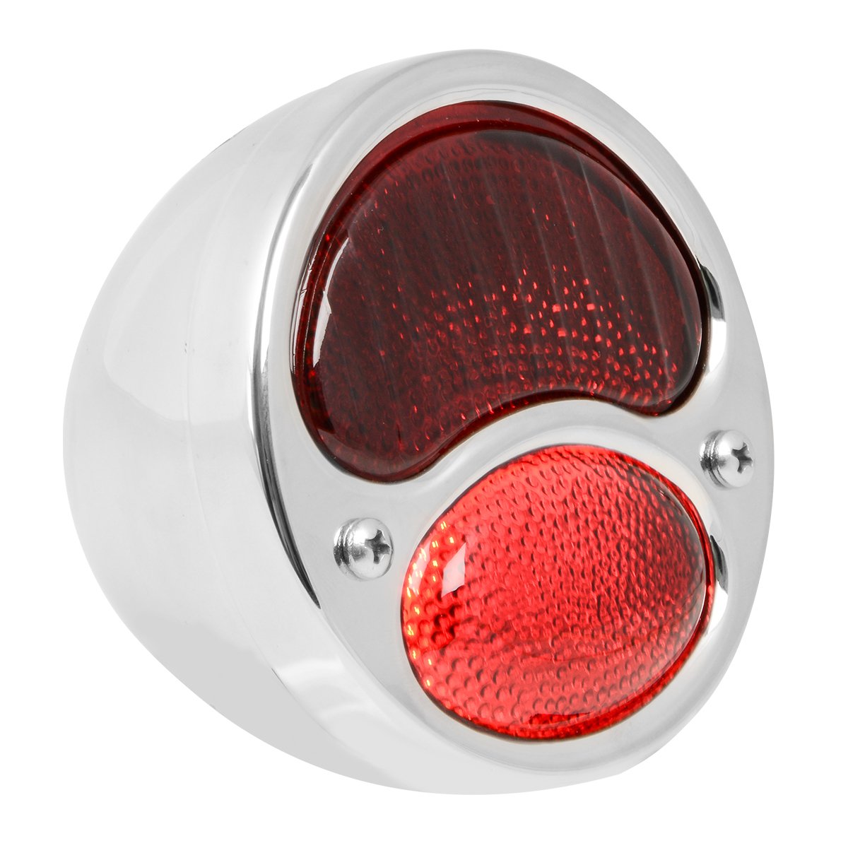 KNS Accessories KA0035 12V Stainless Steel Duolamp Tail Light for Ford Model A with Red Glass Lens