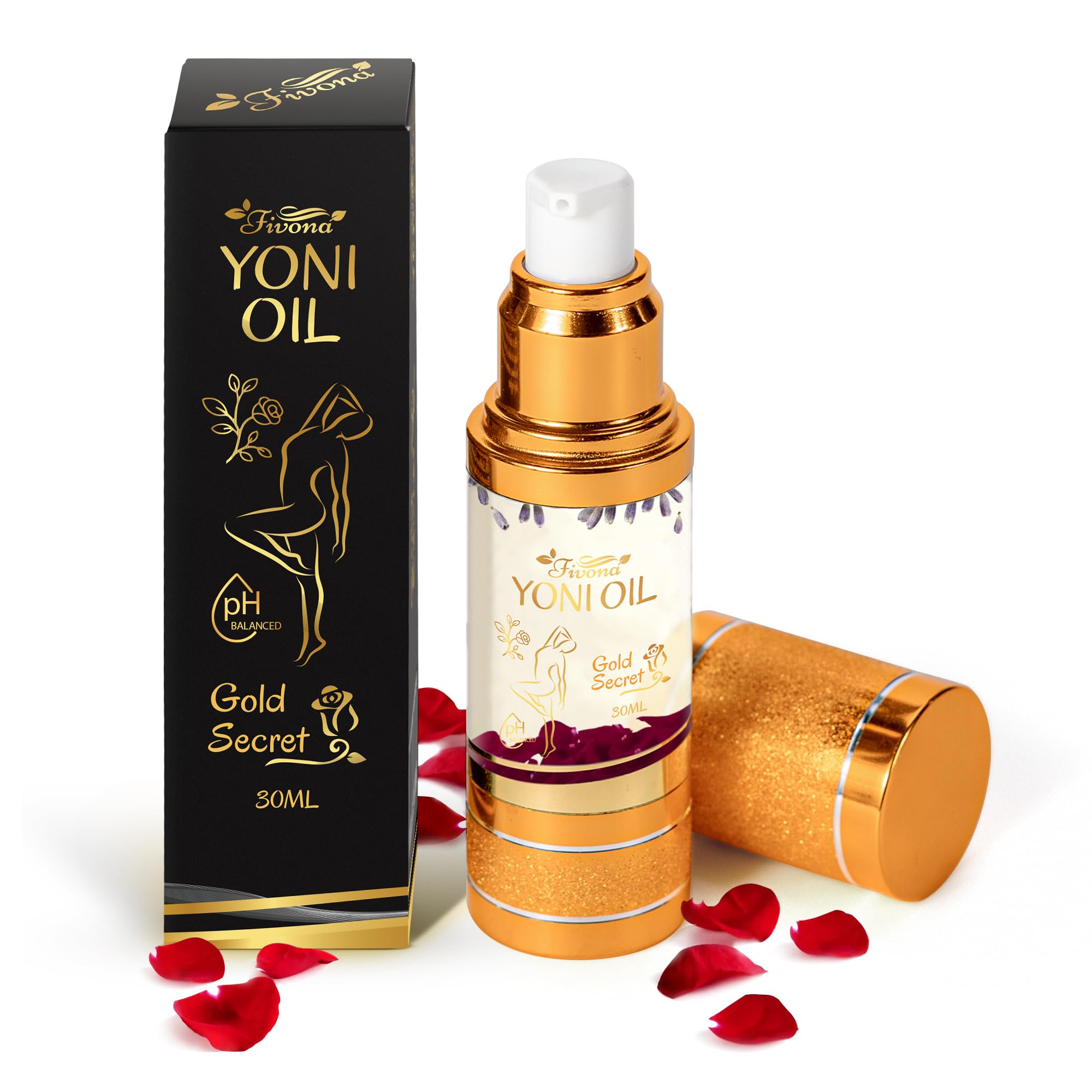 Fivona Yoni Oil Gold Secret for Soothing Feminine Care - Natural Blend of Essential Oils - Moisturizing Herbal Oil Blend for After Wash Care