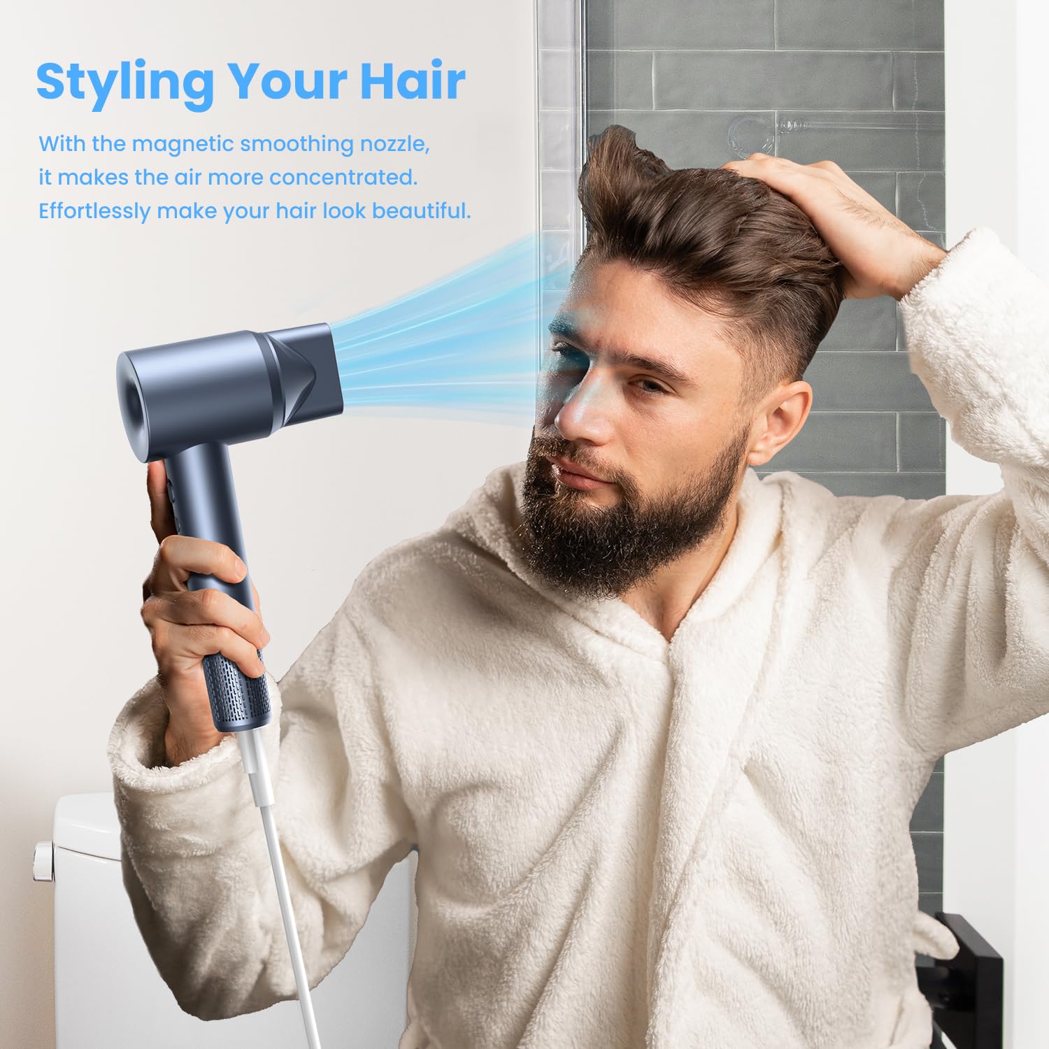 Attachment Concentrator Air Nozzle Replacement, Magnetic Smoothing Nozzle Tools Attachment for LAMPICK Hair Dryer, Blow Styling Tools Accessories for Salon and Home Use(Upgraded)