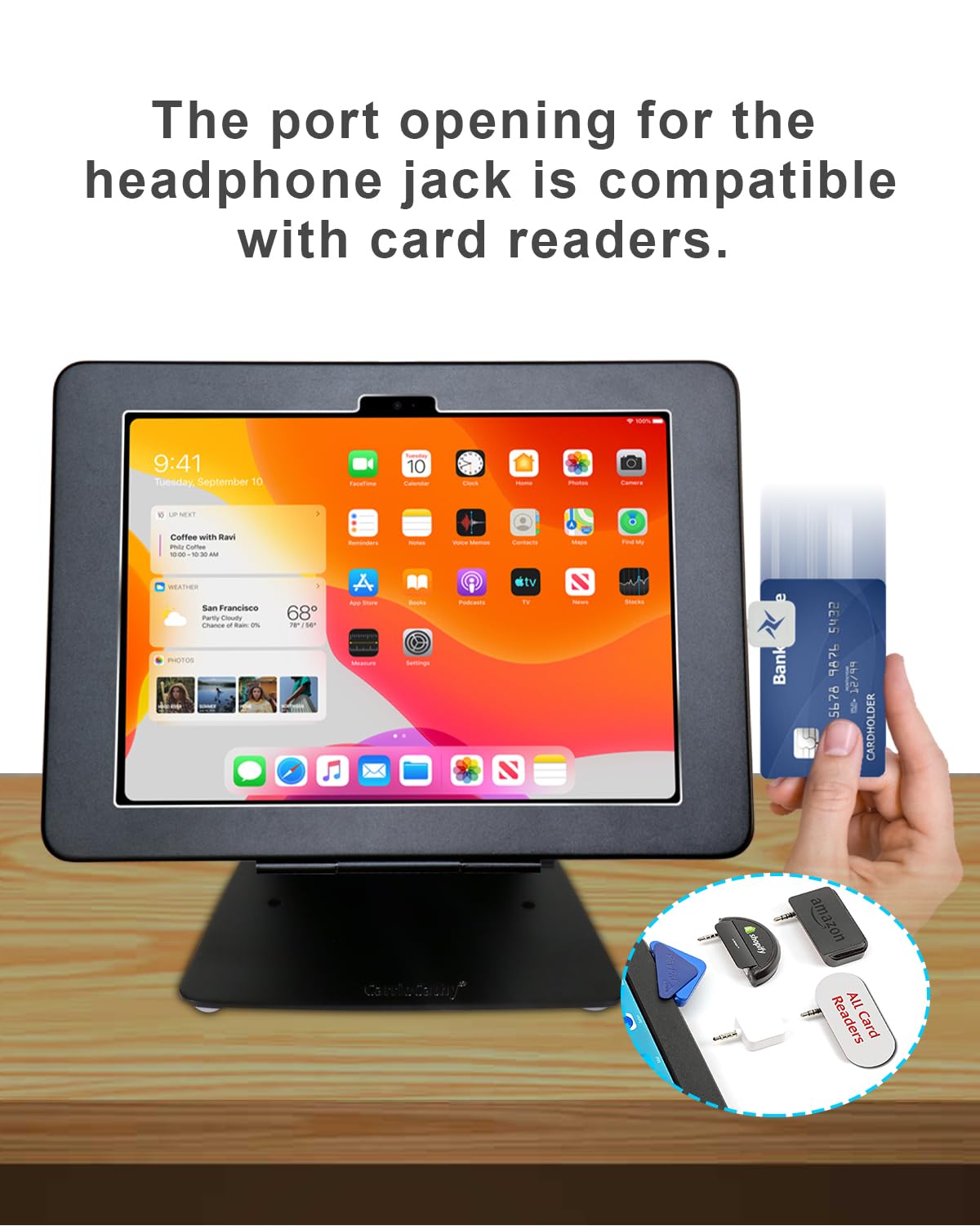 CarrieCathy Desktop Anti-Theft Security Kiosk POS Stand Holder Enclosure for 2025 iPad 11" (A16) 11th / 10.9" 2022 iPad 10th, Flip & Rotate