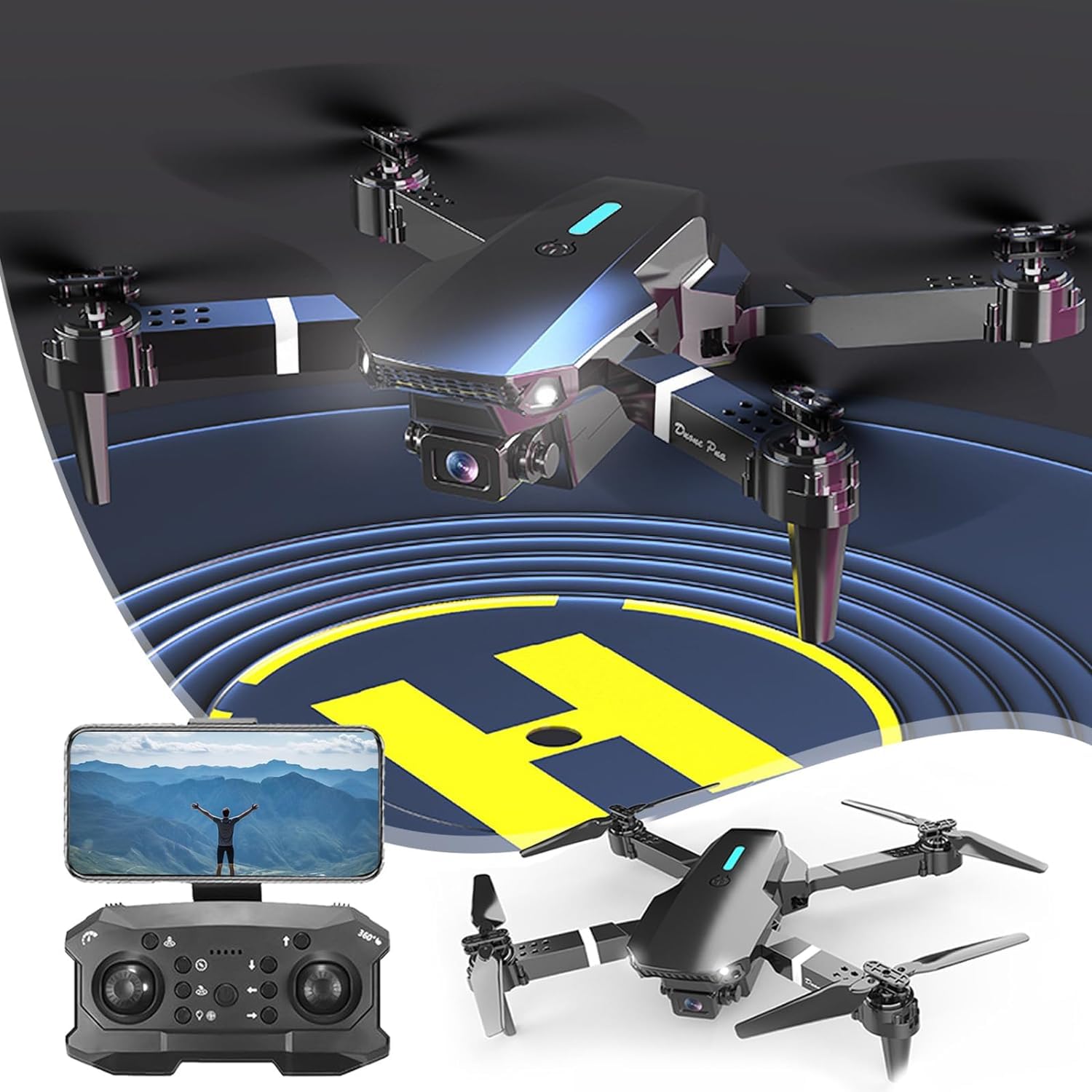 Drone with Camera 1080P HD FPV Foldable Drone for Beginners, RC Quadcopter with Carrying Case, Speed Adjustment, LED Lights, Remote Control Toys Gifts For Boys Girls