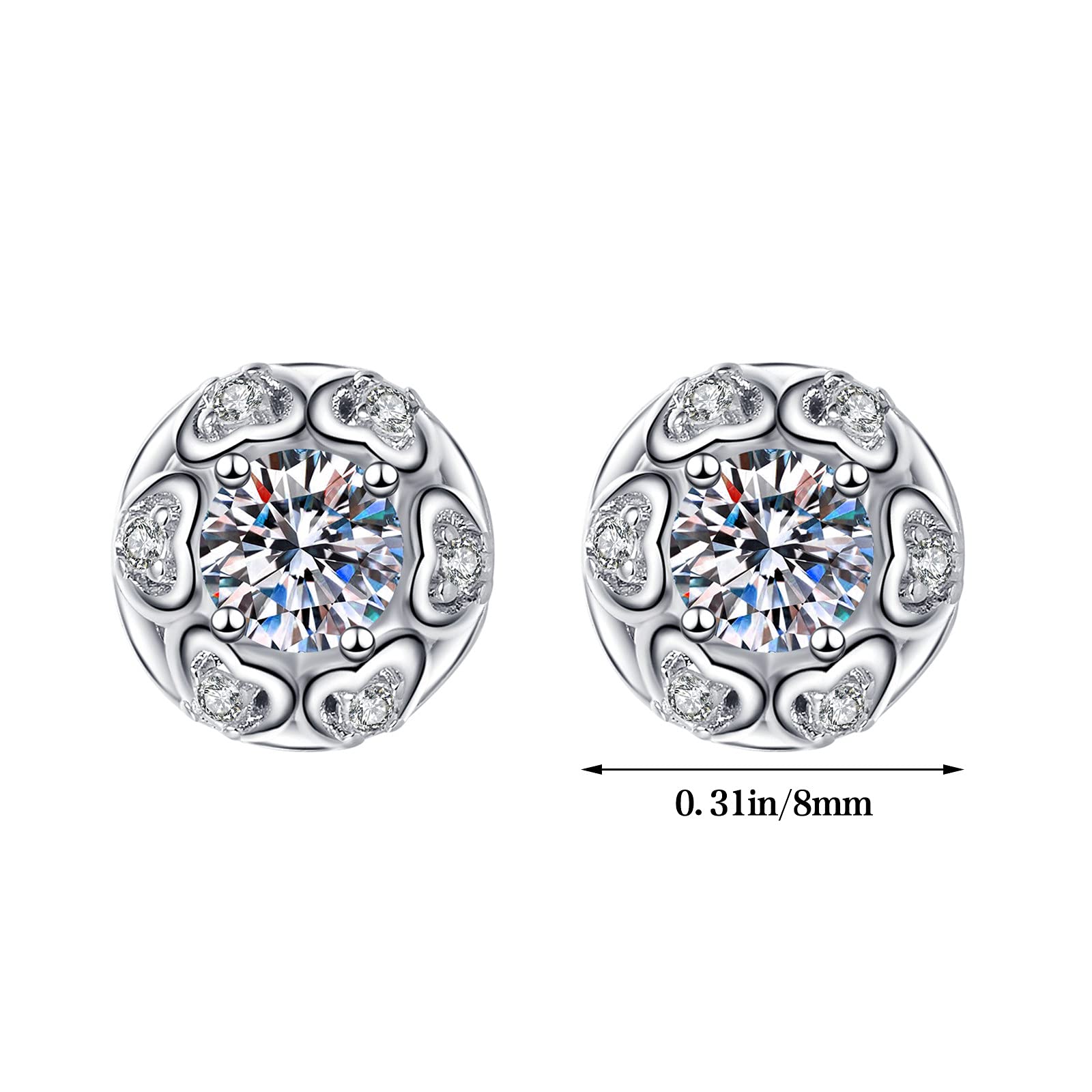 Open Box Deals Clearance in Warehouse Returns 925 Sterling Silver Diamond Stud Earrings for Women, Sparkling Full Diamond Hypoallergenic Earrings Sales Today Clearance