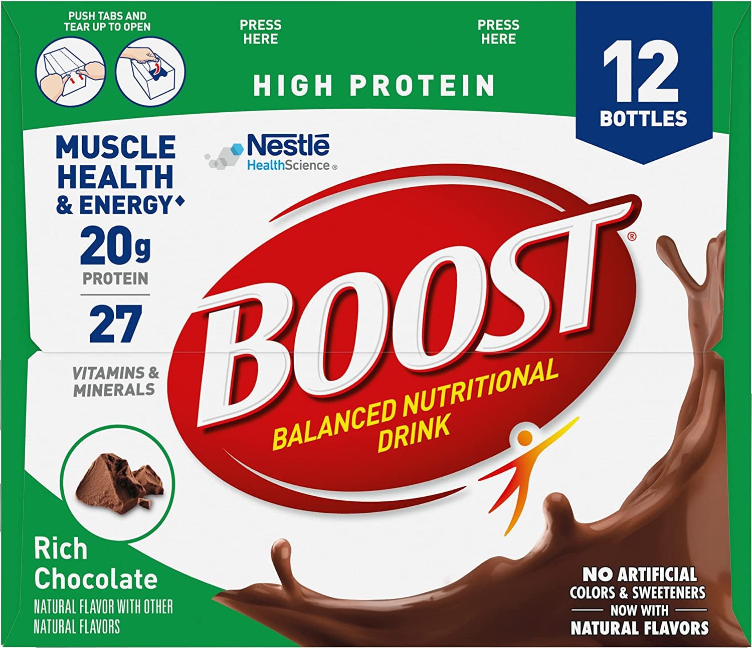 BOOST High Protein Balanced Nutritional Drink, Rich Chocolate, 8 FL OZ (Pack of 12)