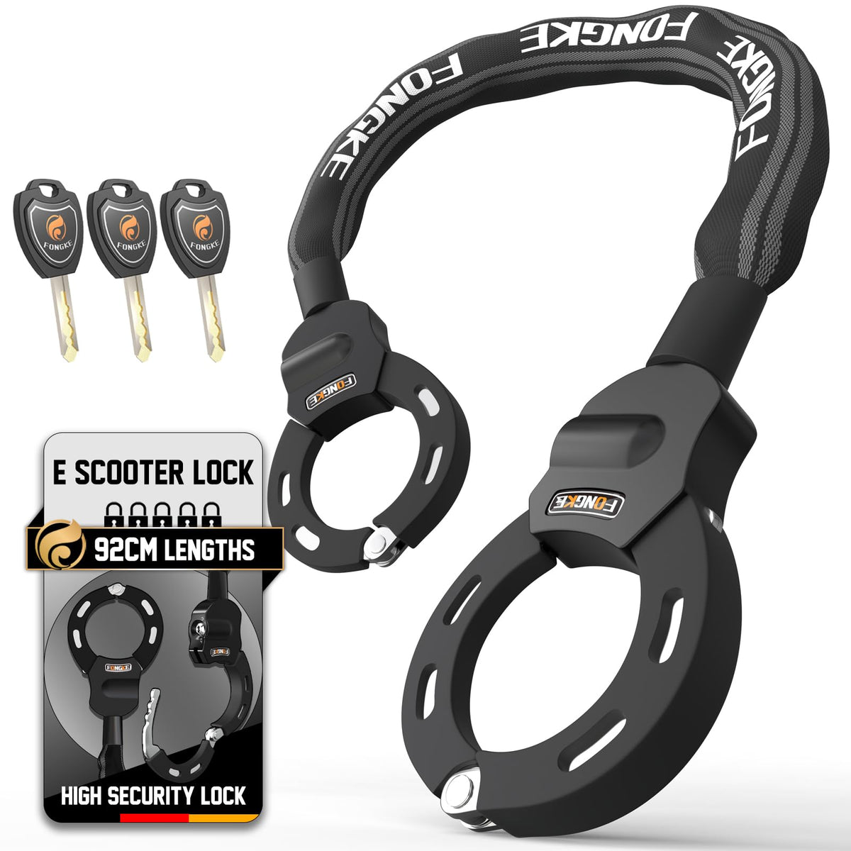 Electric Scooter Locks Anti Theft, Scooter Lock with Key, Bike Locks Heavy Duty, Security Chain for E Scooter Segway Ninebot, Xiaomi, NIU and Other Electric Scooters…