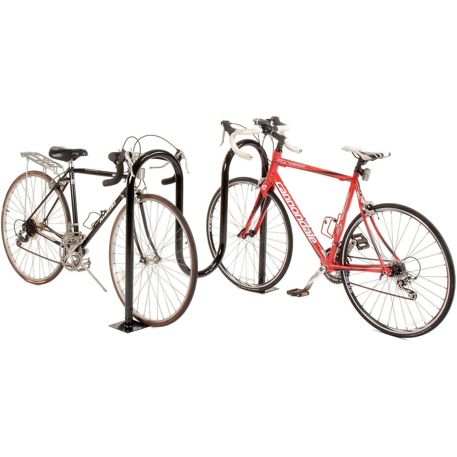Global Industrial 41" L Wave Bike Rack, Black, Flange Mount, 5-Bike Capacity, Powder Coated Steel, Black, Commercial Bike Rack for Stores, Parks & Schools