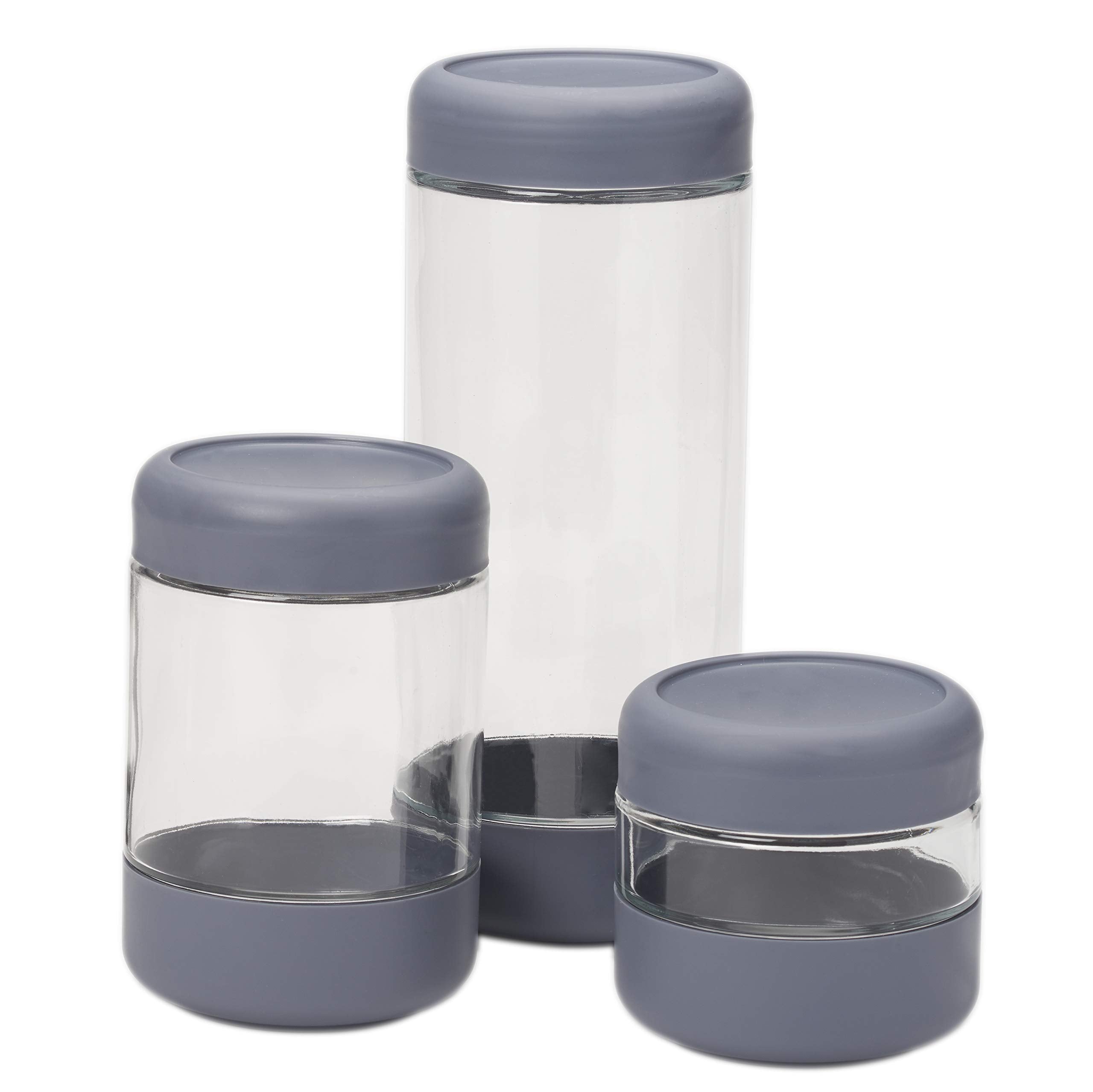 Anchor Hocking 3 Piece SecureLock Revolution Jar Set, Perfect for Pantry Organization, Silver