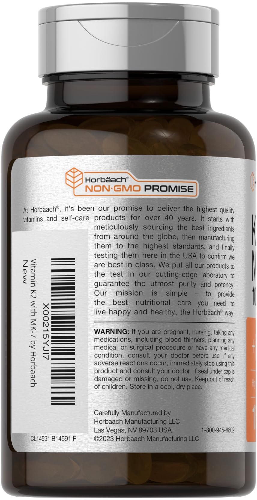 Horbäach Vitamin D3 K2 5000 iu | 100mcg MK-7 Complex | 180 Softgel Capsules | Non-GMO & Gluten Free Supplement