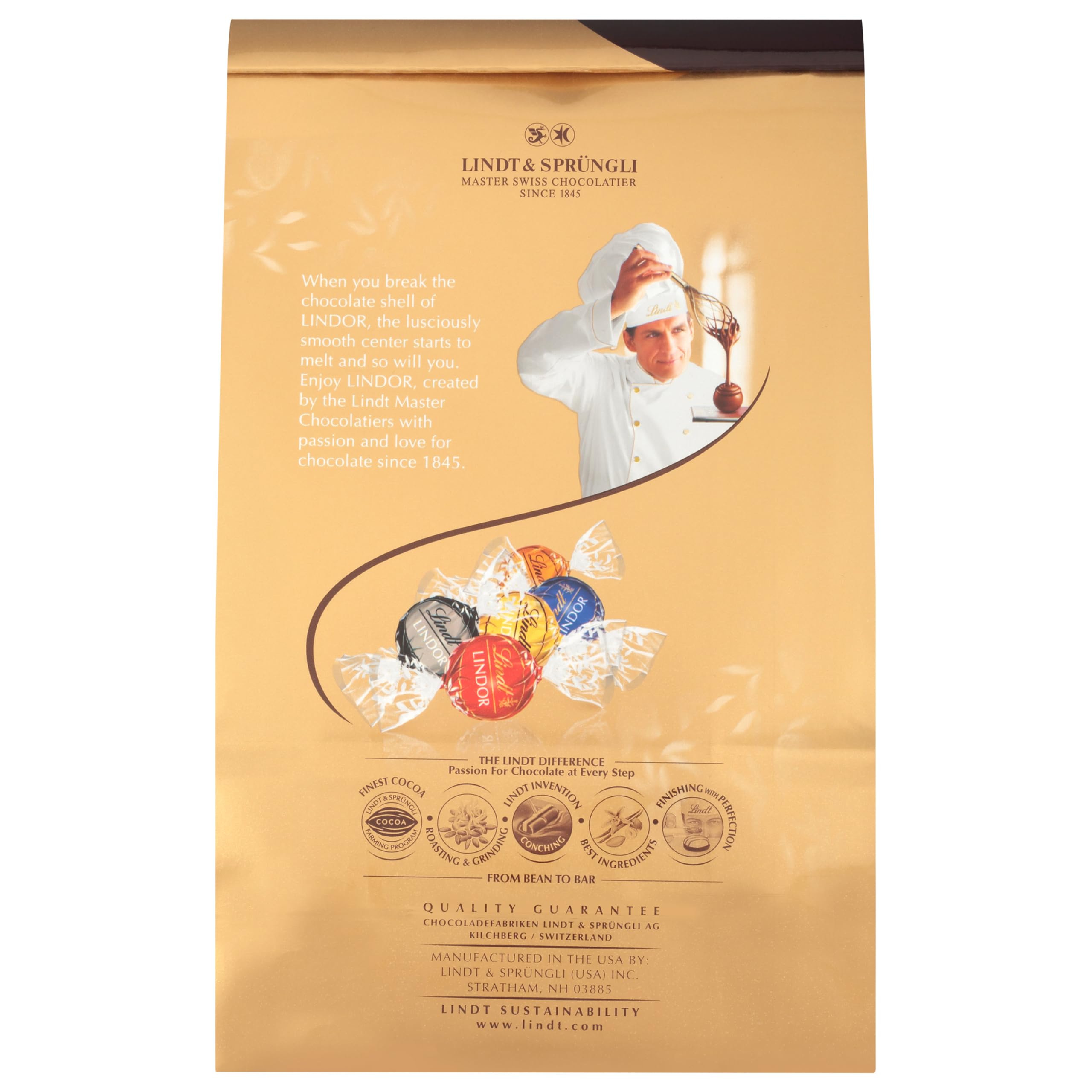 Lindt LINDOR Assorted Chocolate Candy Truffles, Chocolate with Smooth, Melting Truffle Center, 15.2 oz. Bag