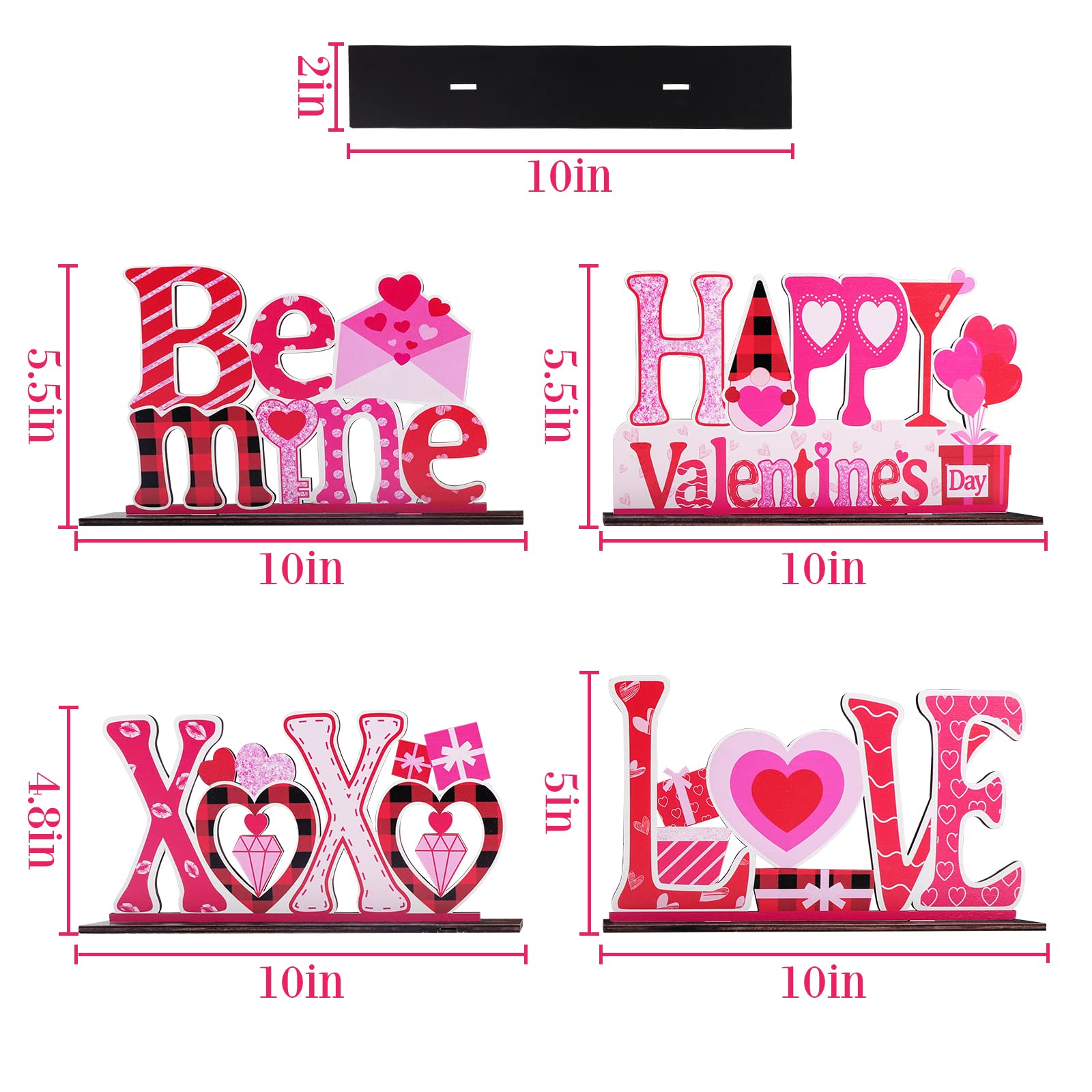 Valentines Day Decor Love Tabletop Centerpiece Signs, 4Pcs Valentines Day Deacor Wooden Table Sign, Romantic Valentines Day Decorations for the Home Table Decor Valentines Day Gifts