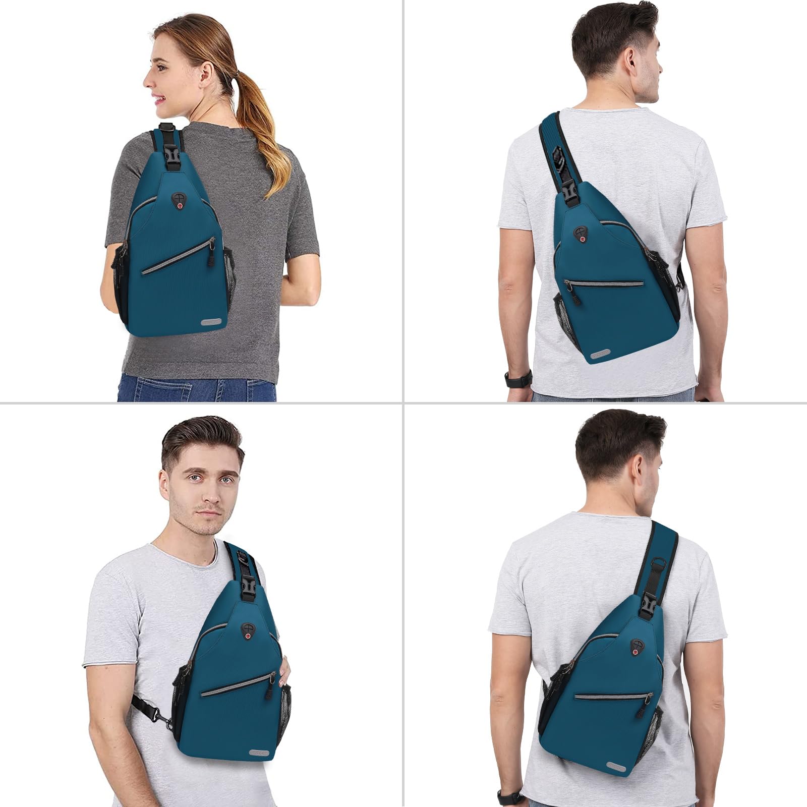 MOSISO Sling Backpack, Multipurpose Crossbody Shoulder Bag Travel Hiking Daypack, Deep Teal, Medium