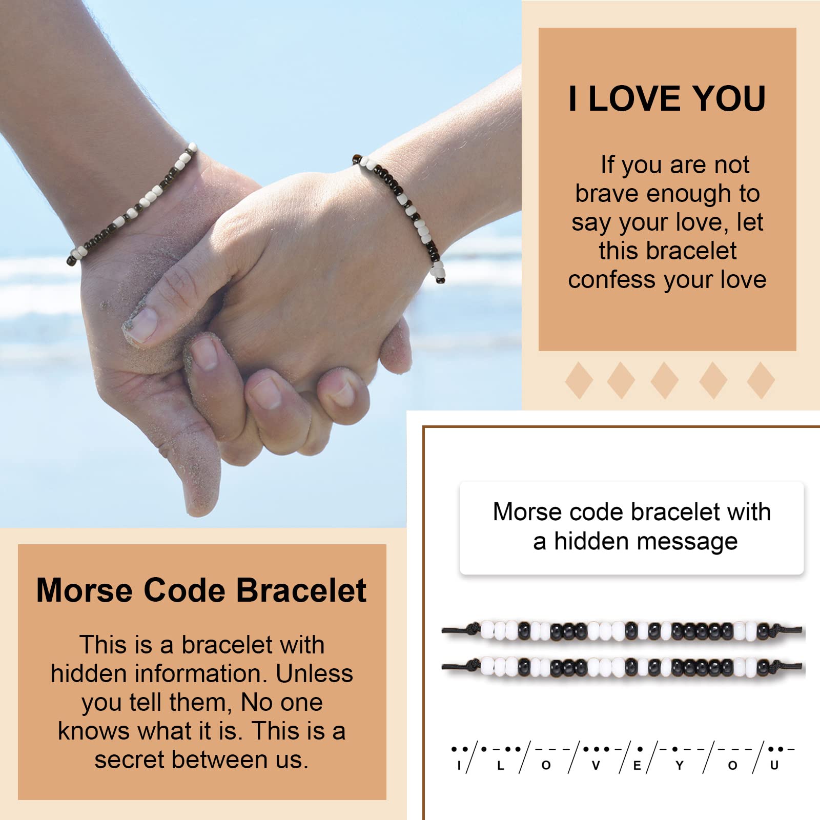 Desimtion Valentines Day Gifts for Him Boyfriend, Couples Bracelets Gift Ideas for Her Girlfriend I Love You Morse Code Bracelet Matching Bracelets for Bf and Gf Husband