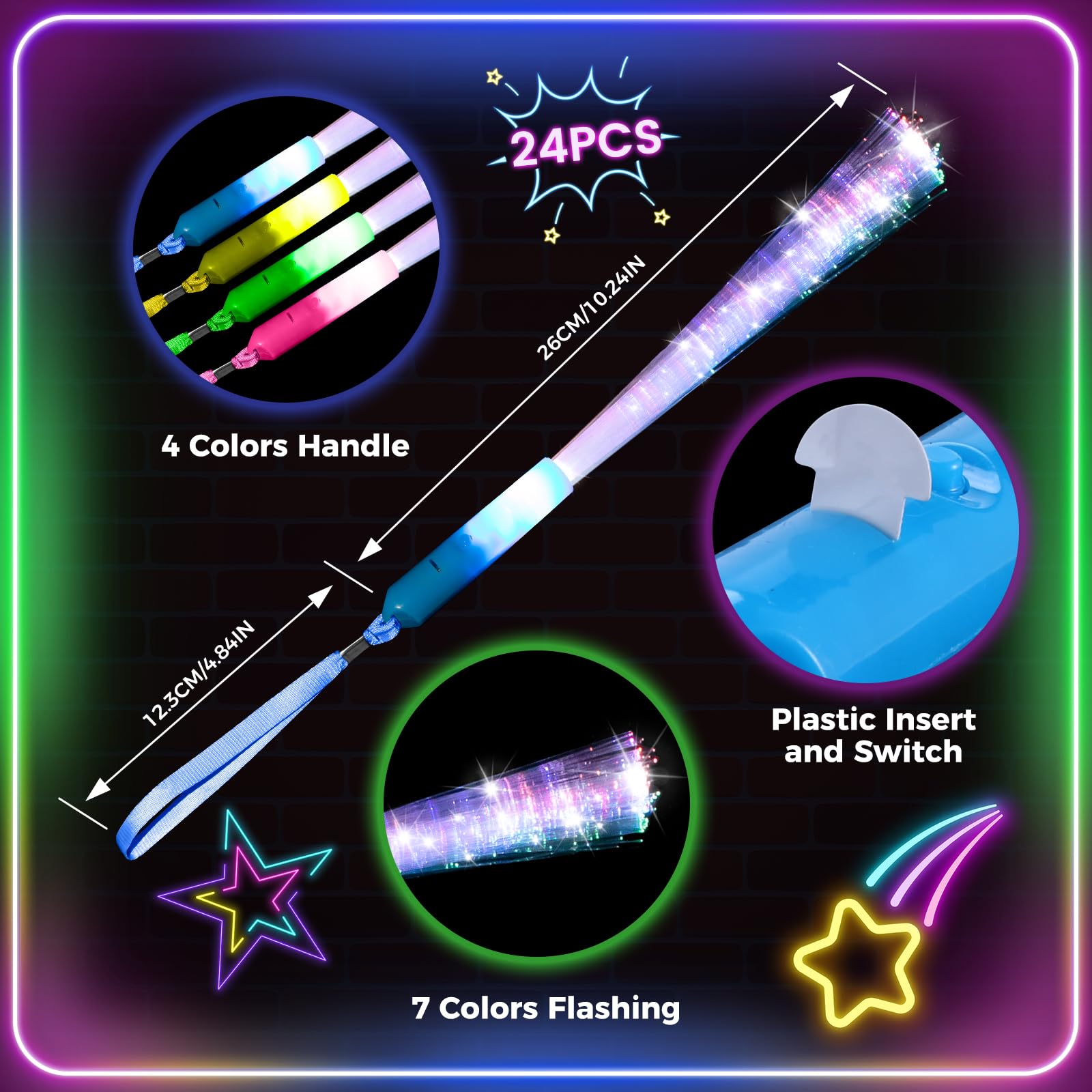 SHQDD138 PCS Glow in the Dark Party Supplies, 24 PCS Glow Fiber Optic Wands, 14 PCS LED Glasses and 100PCS Glow Sticks Bracelets, Neon Party Favors for Glow Party, Wedding, Concert, Raves Birthday